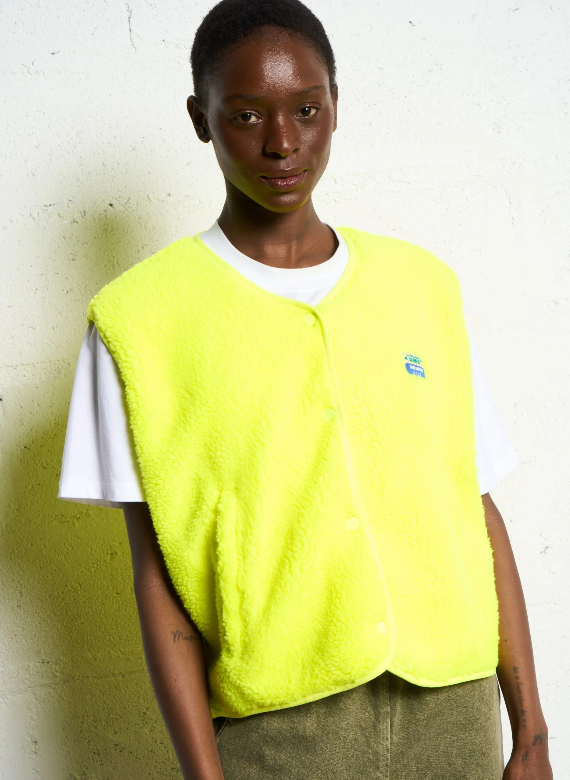 Gilet col rond molletonné sans manches Jaune HOKTOWN