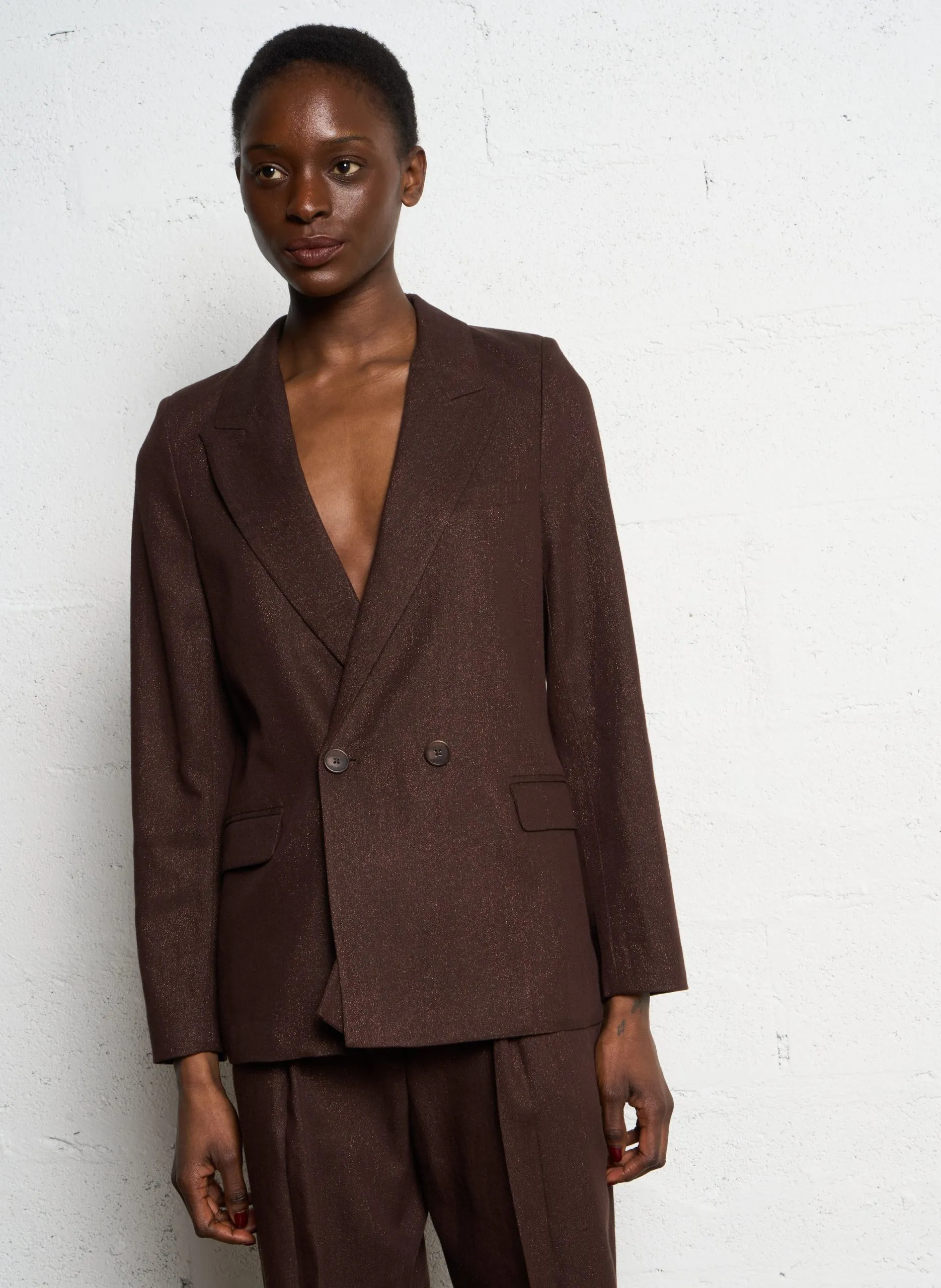Veste de tailleur ajustée Marron