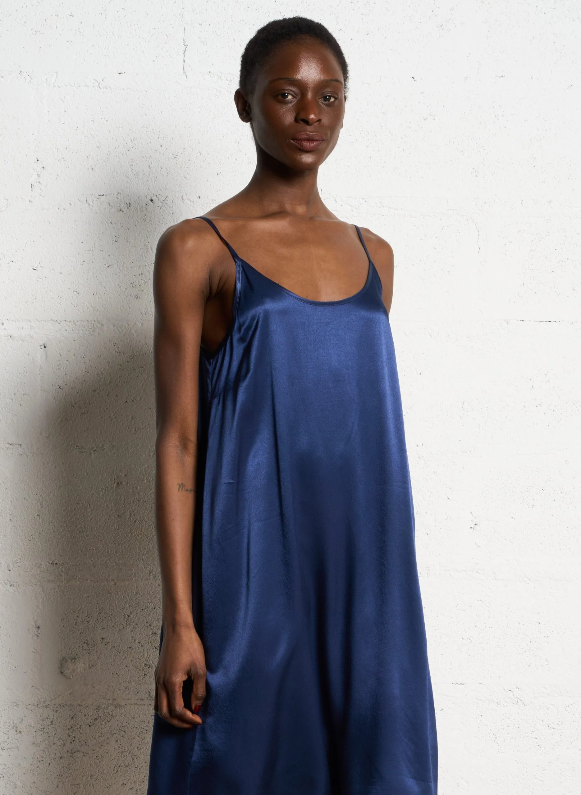 Robe midi satinée Bleu VOOGY