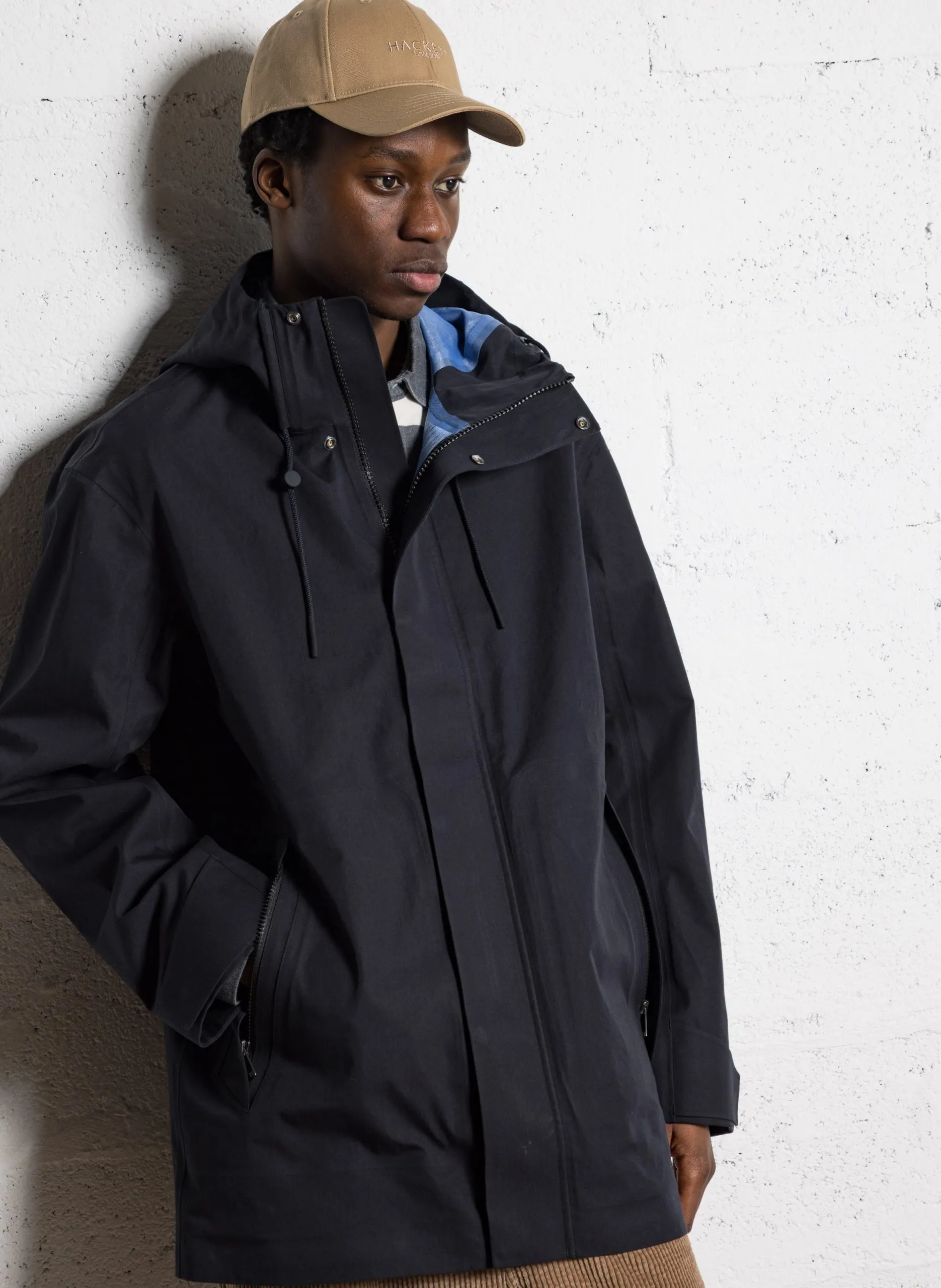 Parka à capuche en coton mélangé Noir