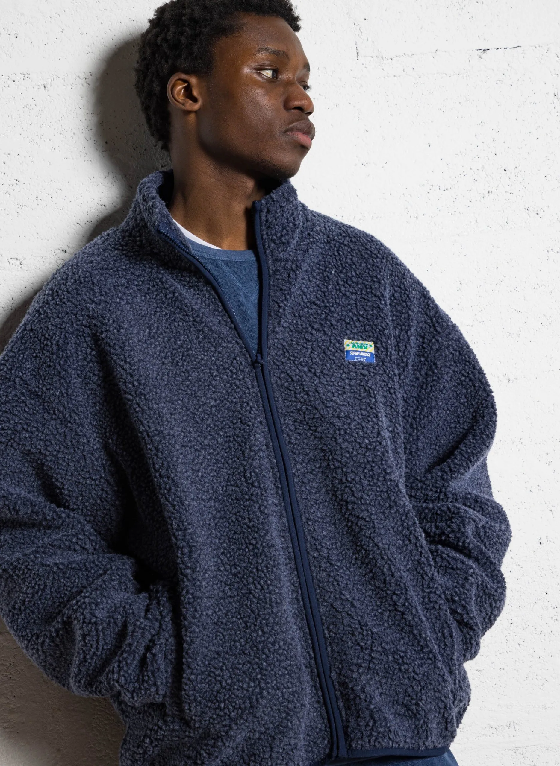 Veste col montant en sherpa Bleu HOKTOWN