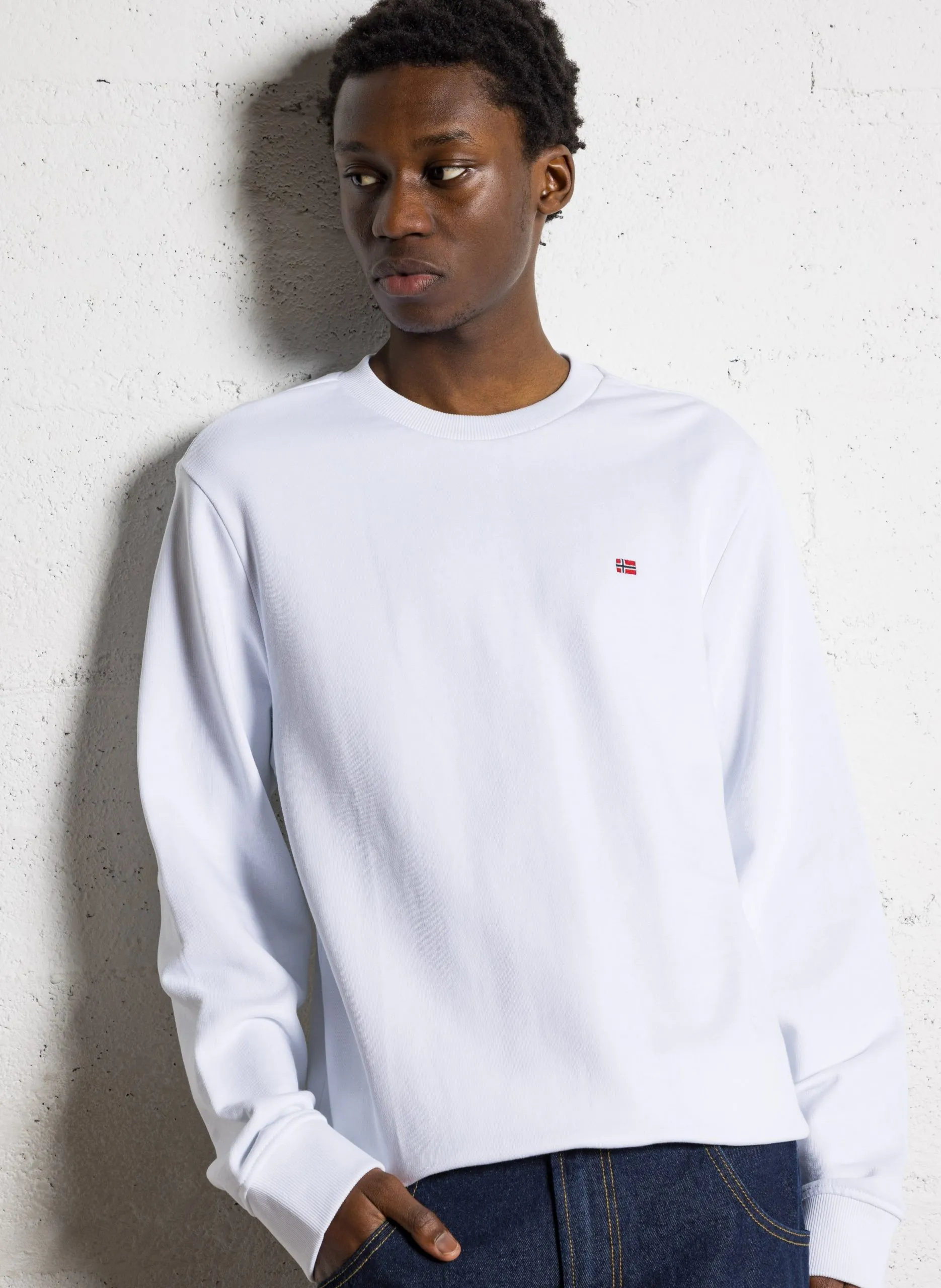 Sweat droit col rond en coton Blanc BALIS CREW SUM 2