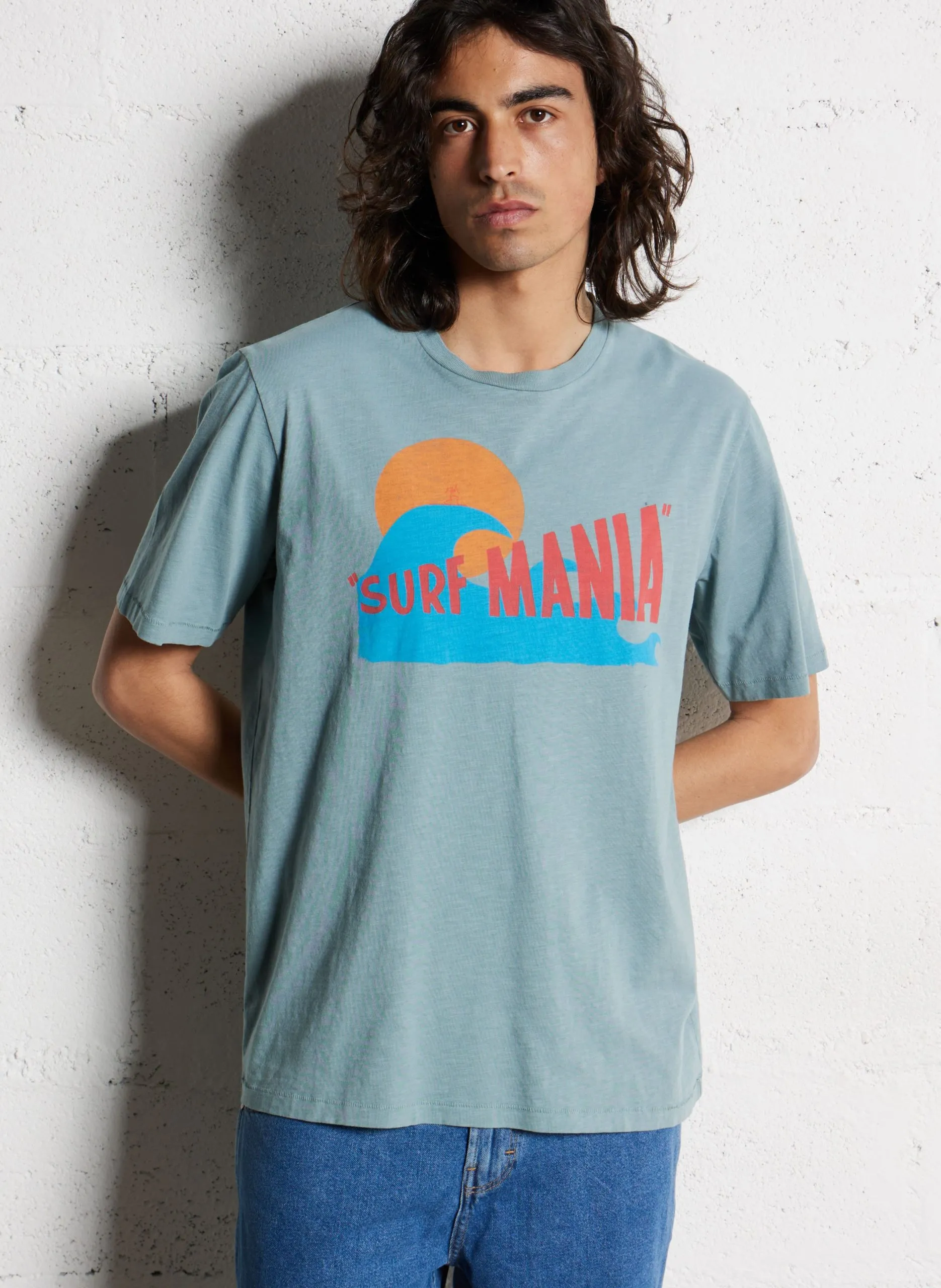 Tee-shirt droit col rond Vert SURF MANIA