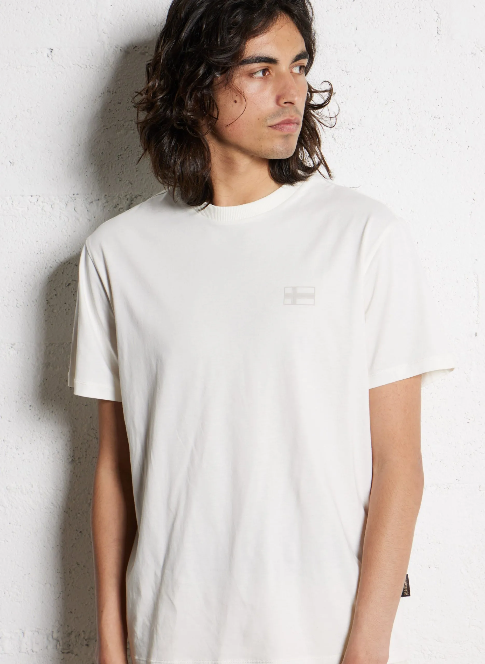 Tee-shirt droit col rond en coton Blanc S-SORANO SS