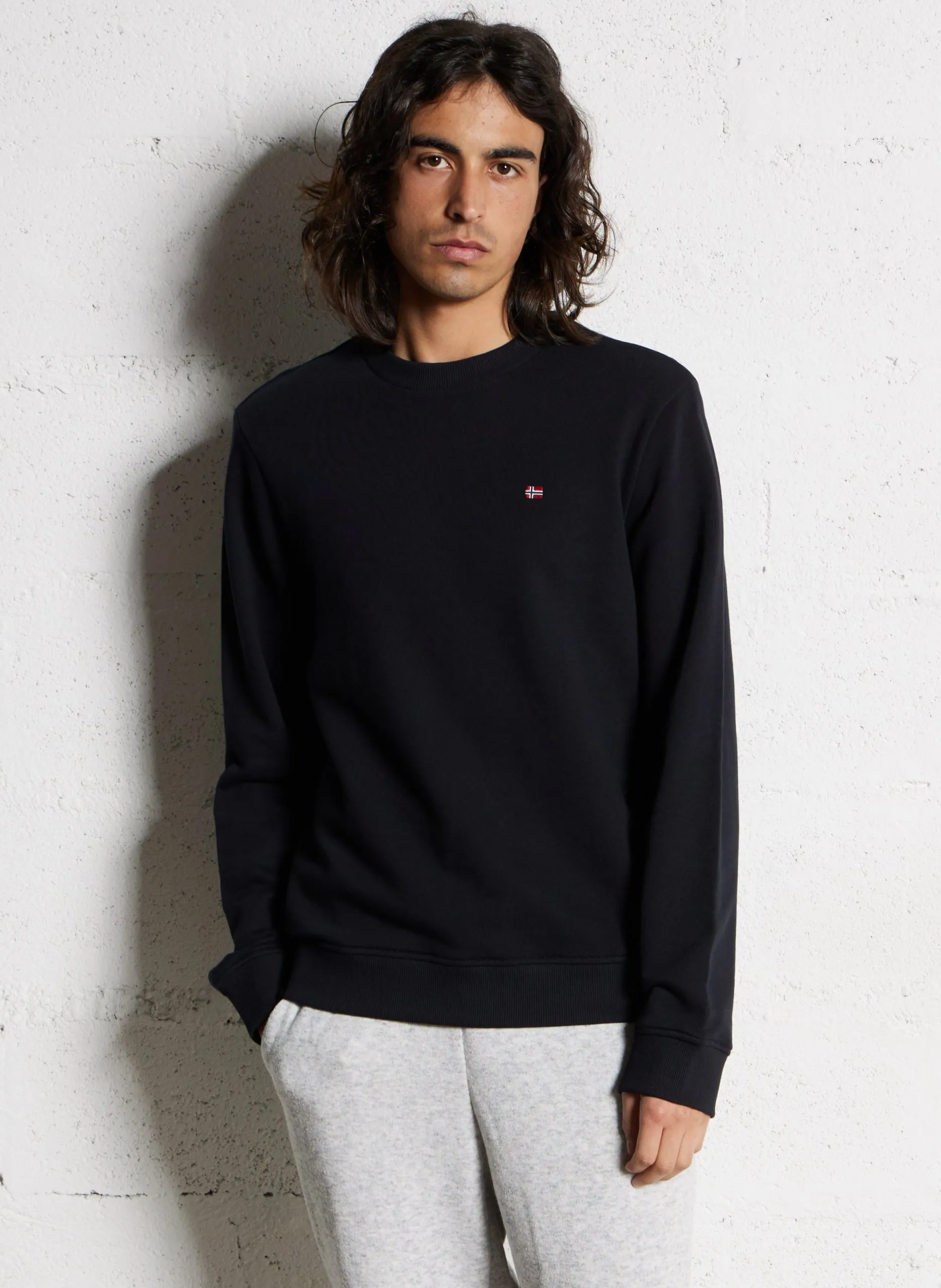 Sweat droit col rond en coton Noir BALIS CREW SUM 2