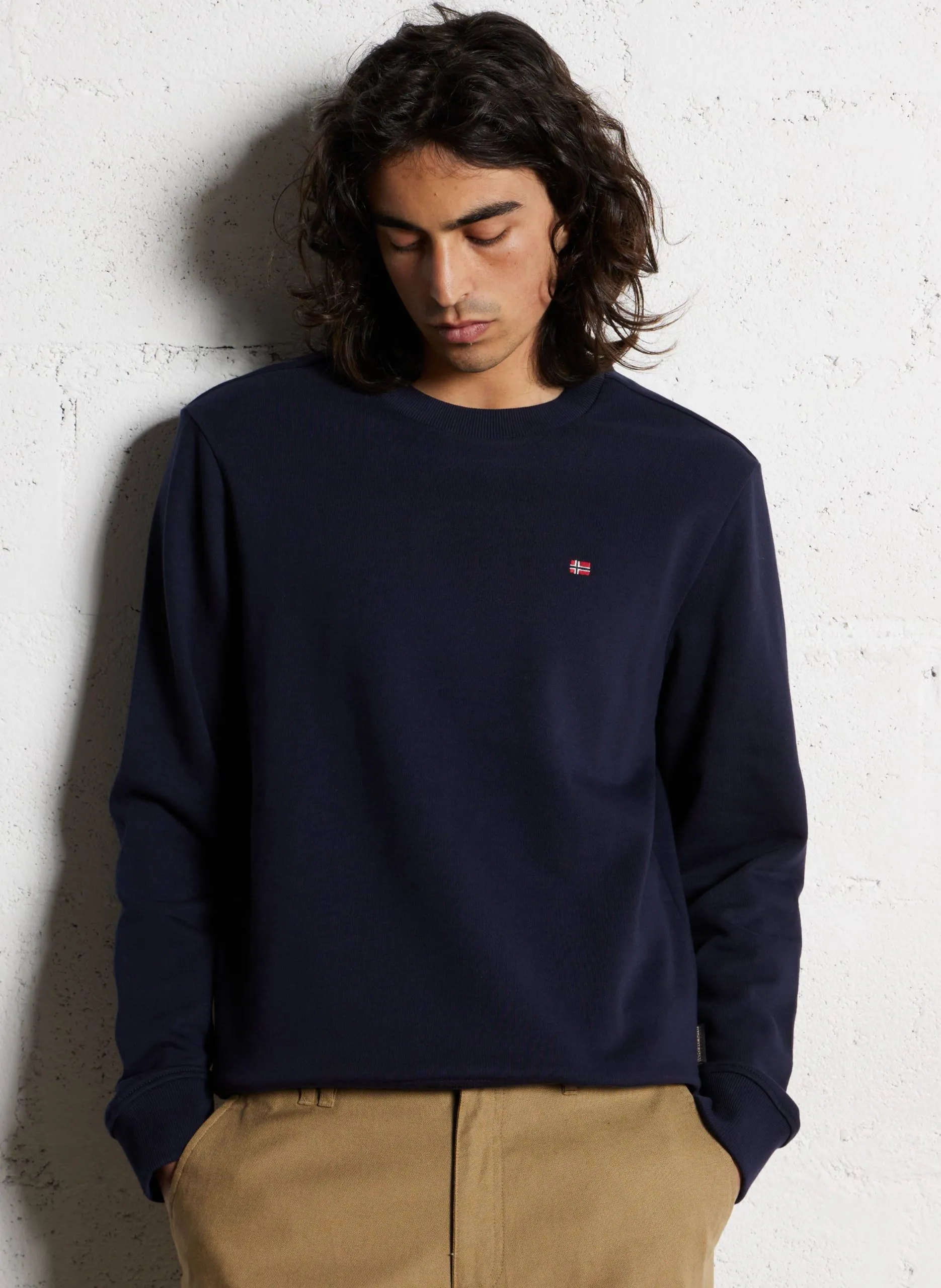 Sweat droit col rond en coton Bleu BALIS CREW SUM 2