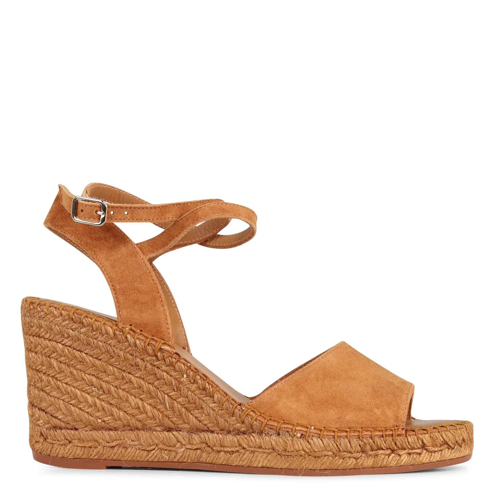 Sandales compensées en cuir velours Marron TRUST