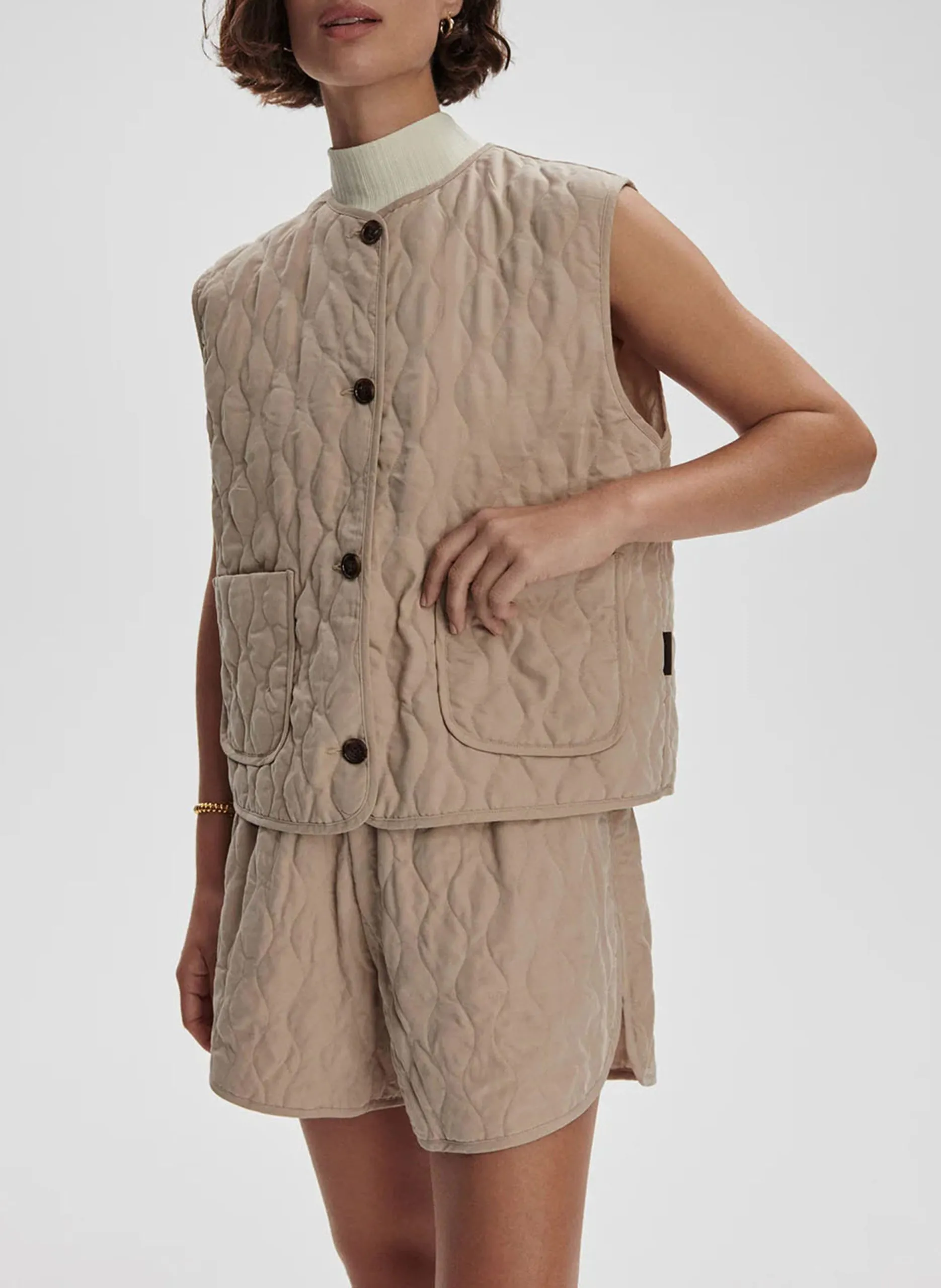 Veste col rond Beige KARLA