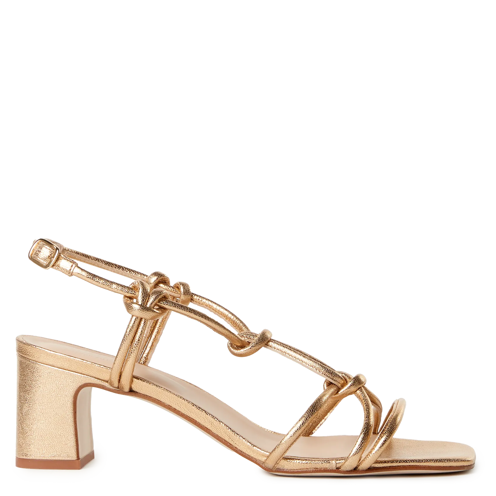 Sandales à talons en cuir métallisé Doré CARMEN