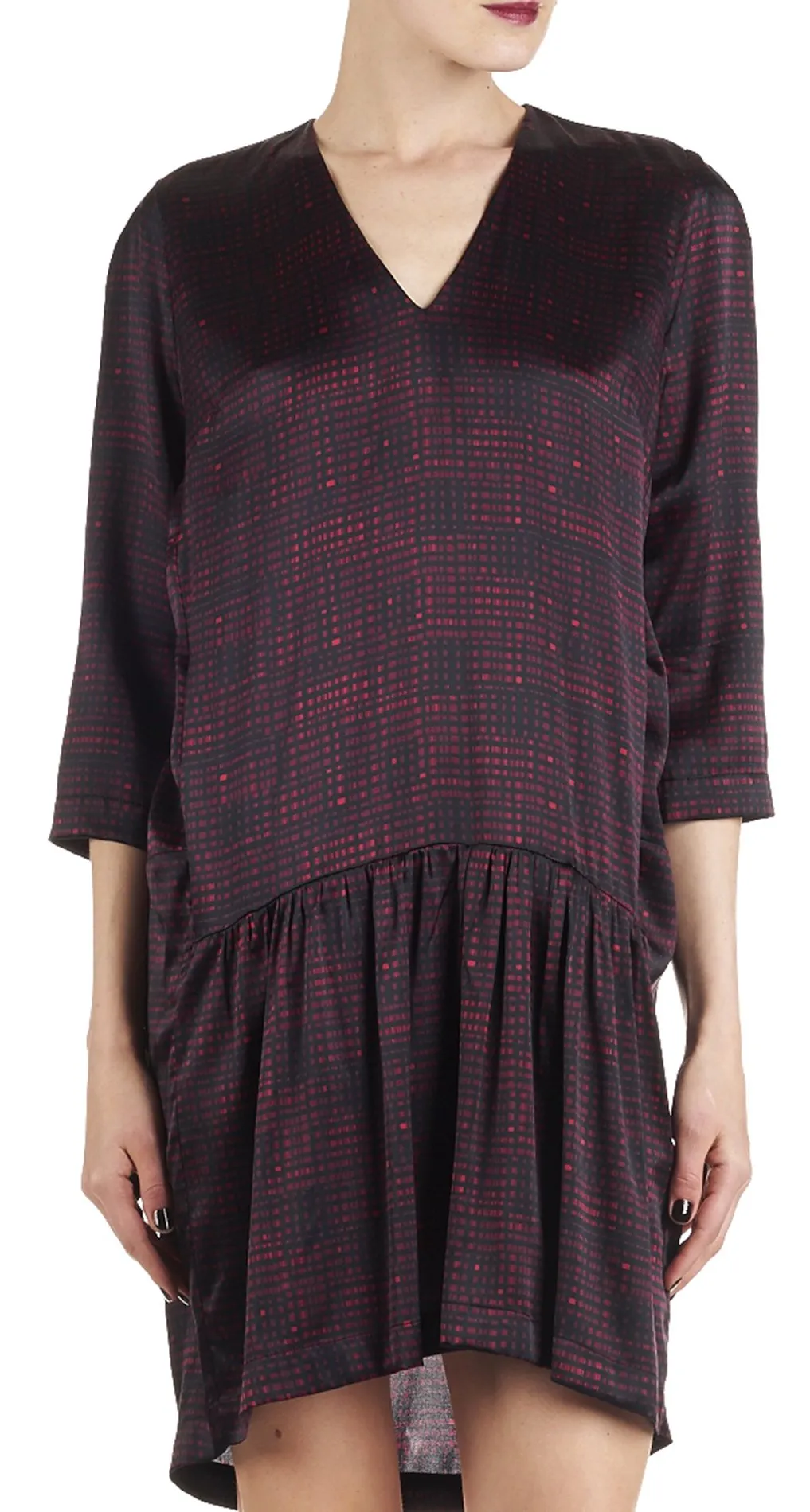 Robe imprimée en soie stretch Hawa Marron