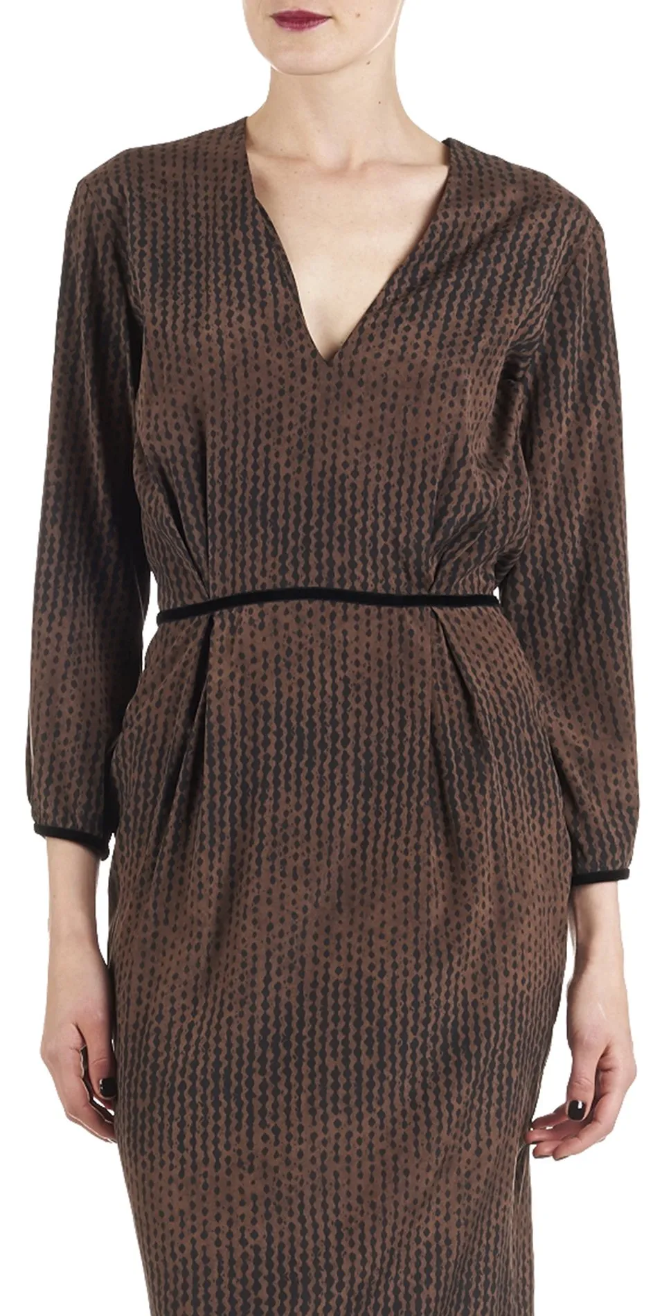 Robe imprimée en soie stretch Chidi Marron