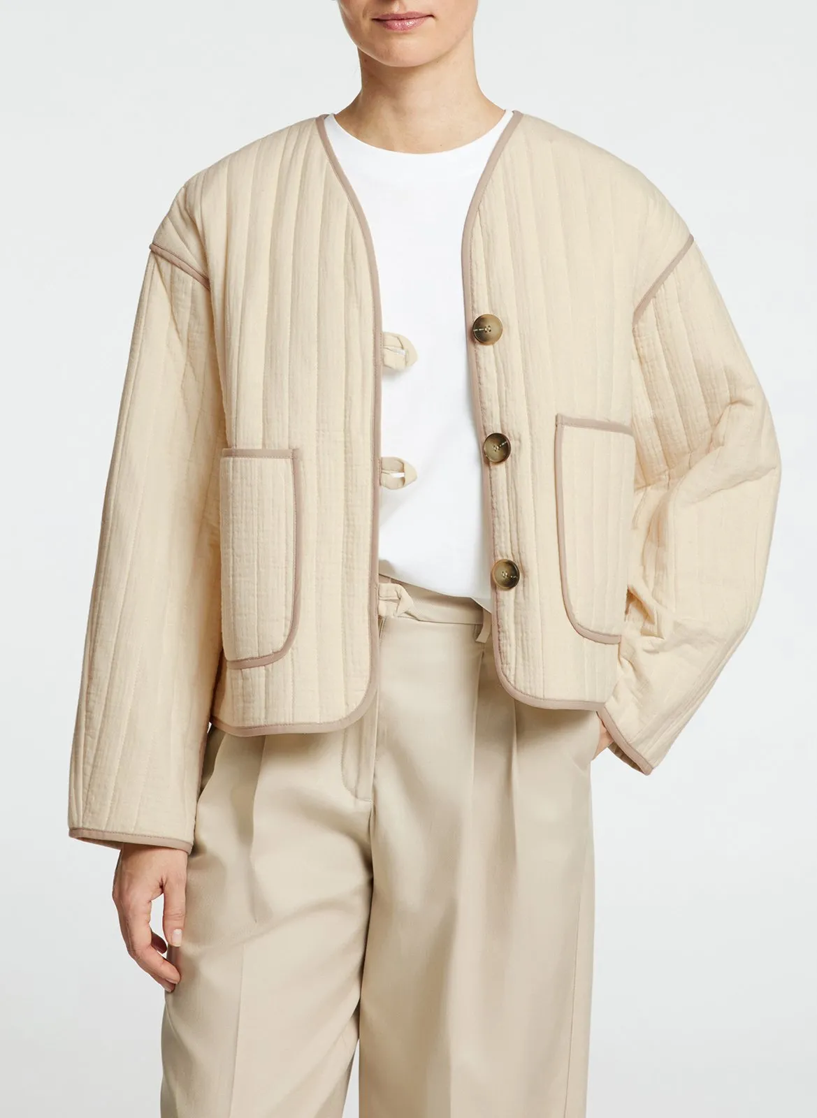 Veste oversize en coton matelassé Beige LINN