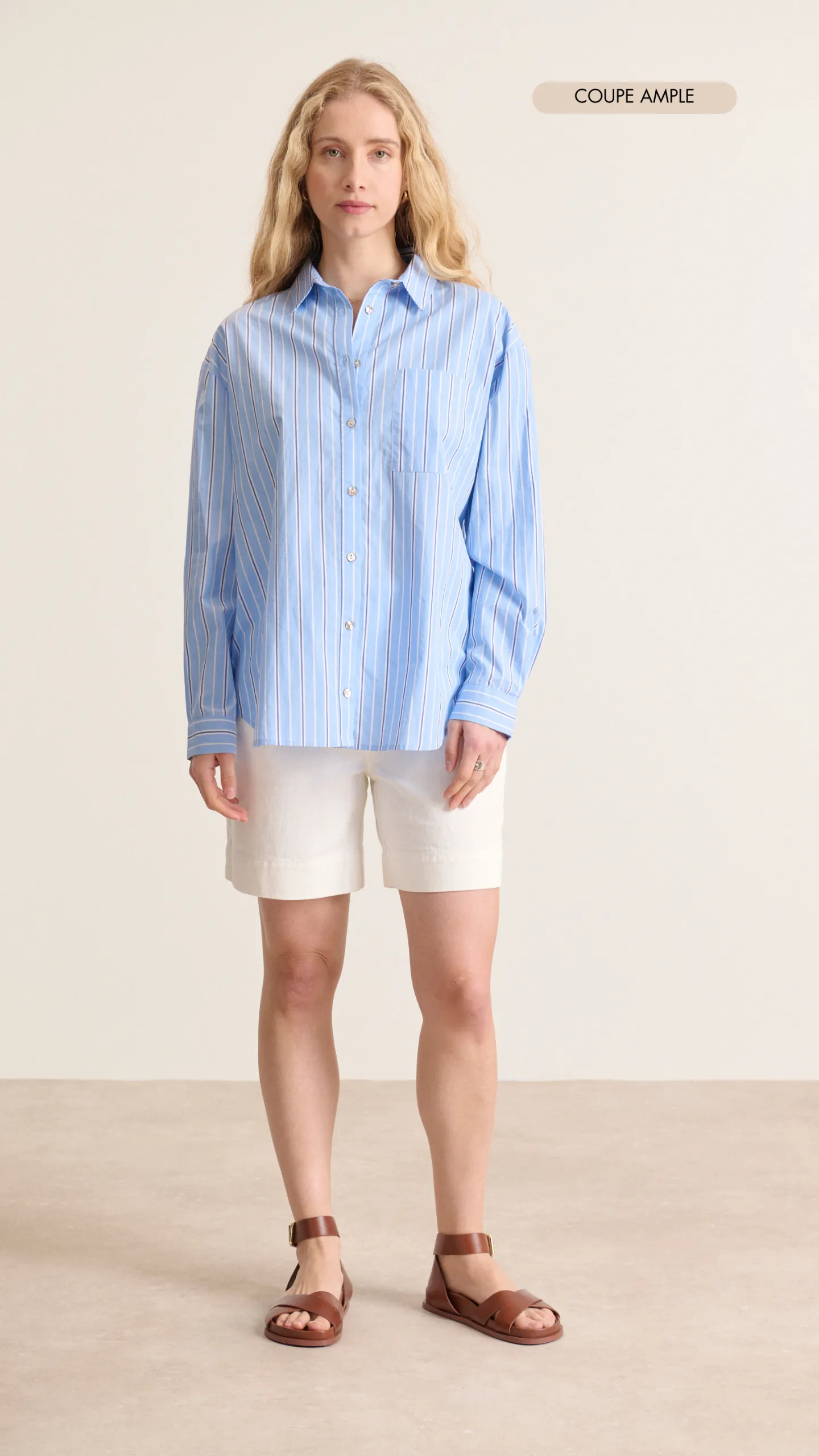 Chemise manches longues à rayures Bleu TED