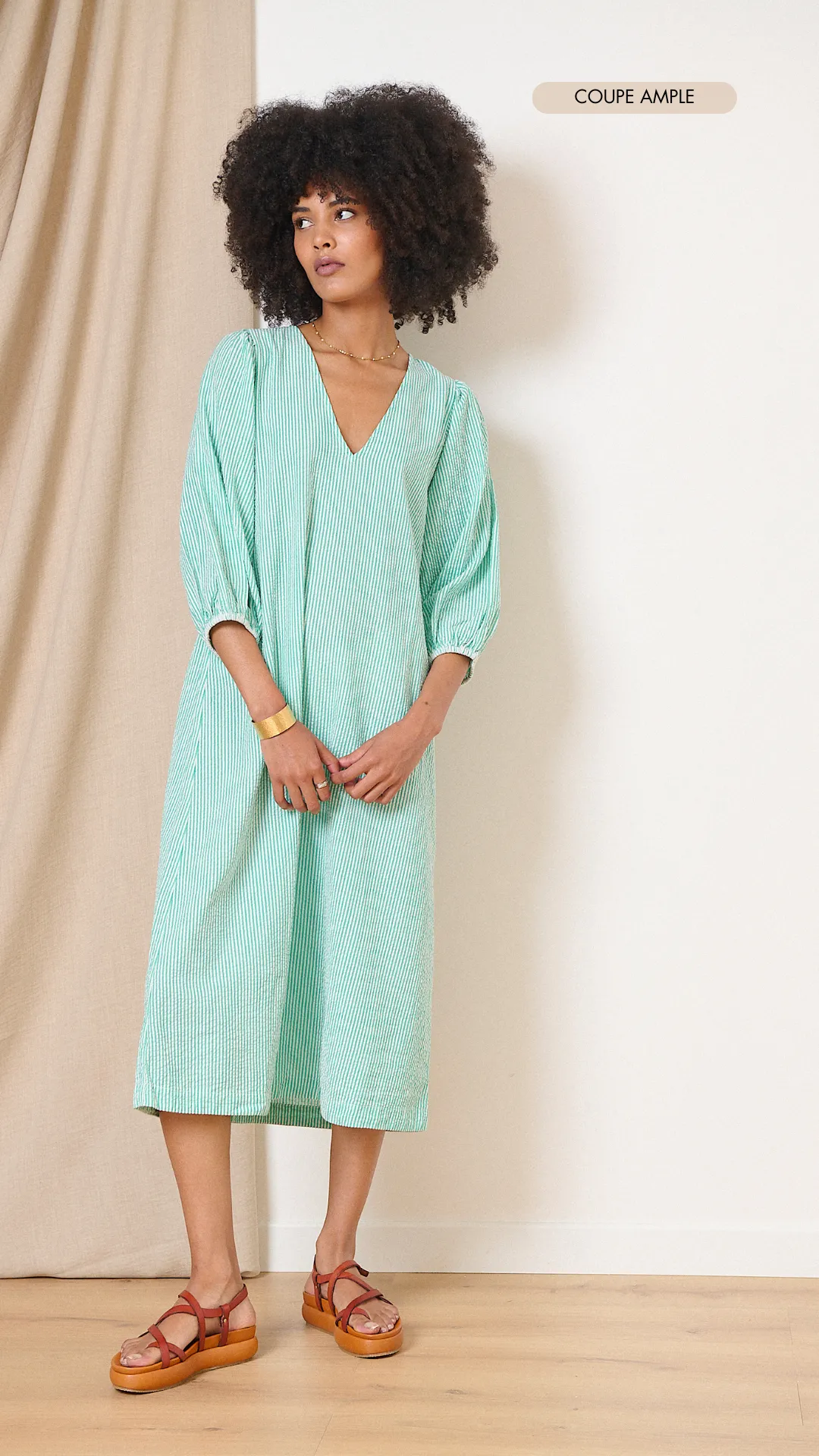 Robe droite manches courtes Vert VALENTIN