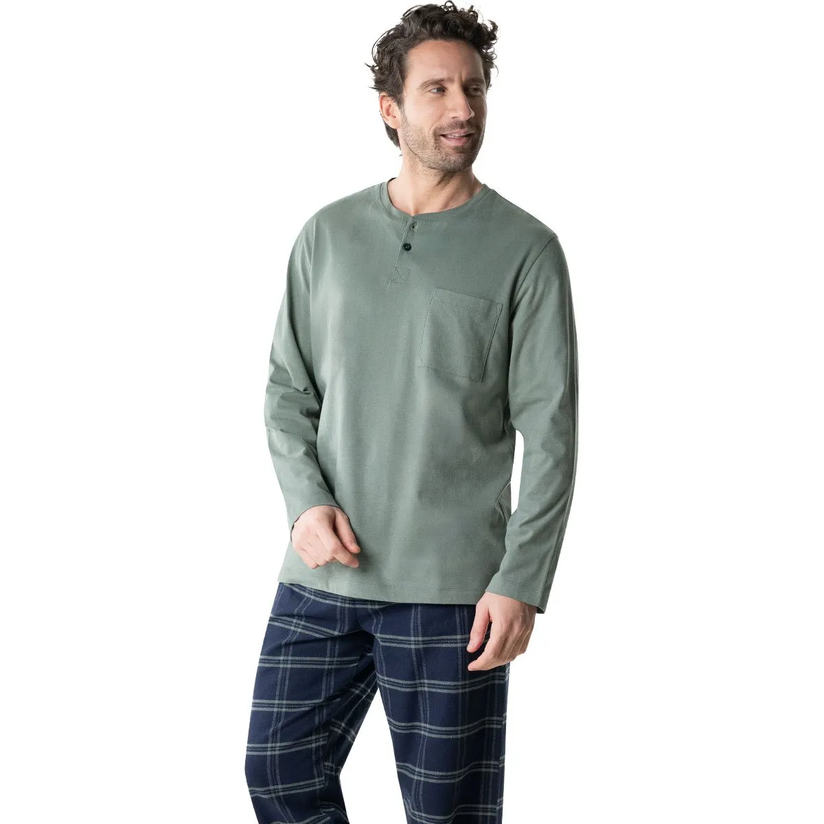 Pyjama long homme jersey/flanelle eminence Vert