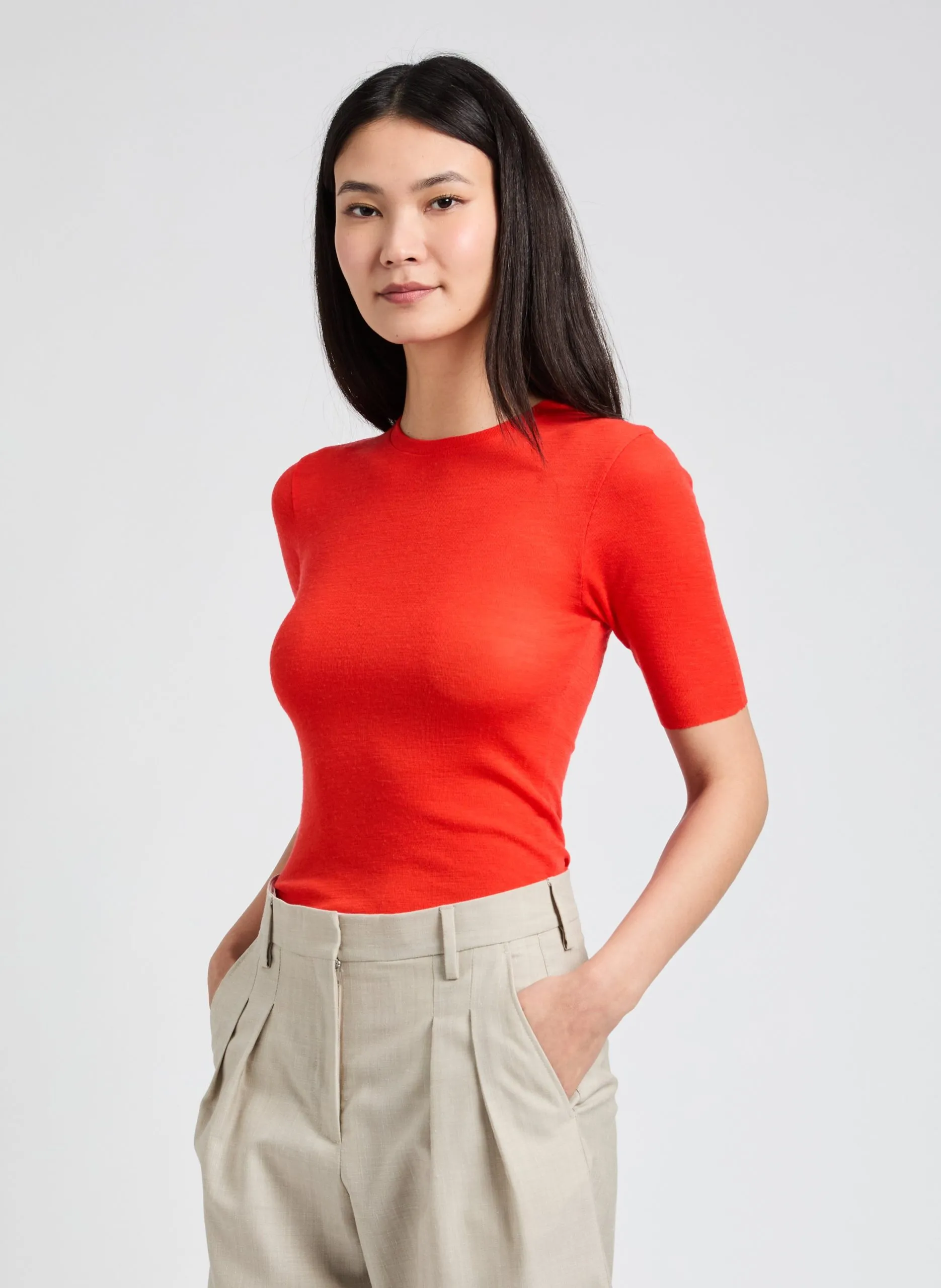 Tee-shirt manches courtes en laine Orange UCOS