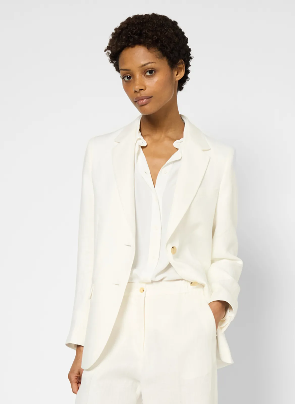 Veste de tailleur en lin Beige ROMANCIA