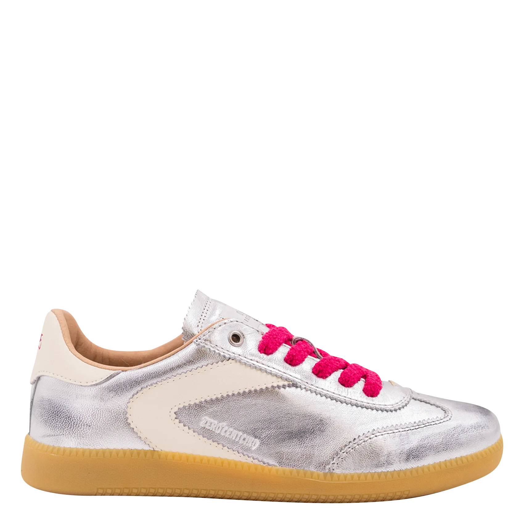 Baskets basses métallisées en cuir Argent NOVA