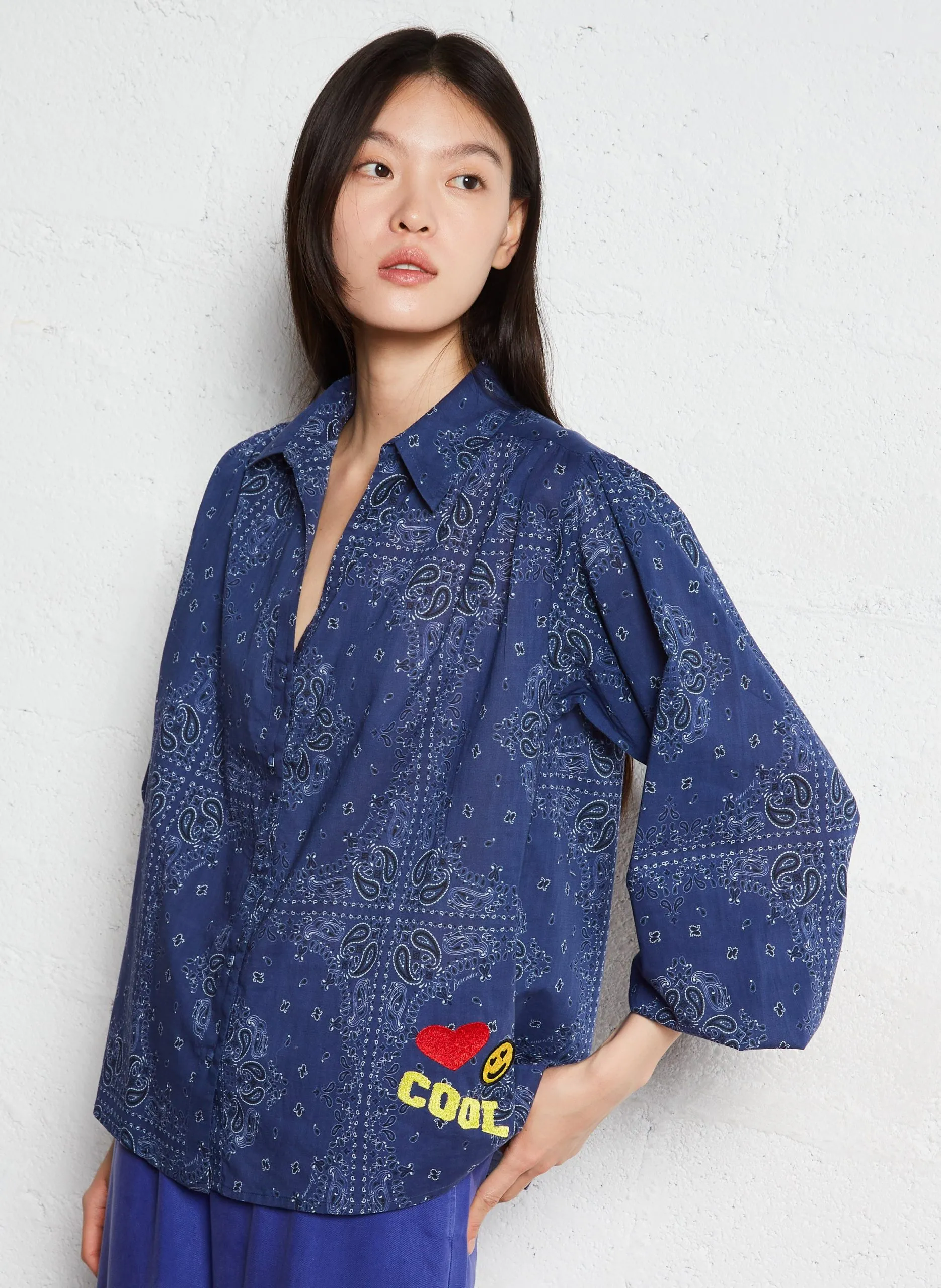 Chemise col classique à imprimé bandana Bleu CANILA