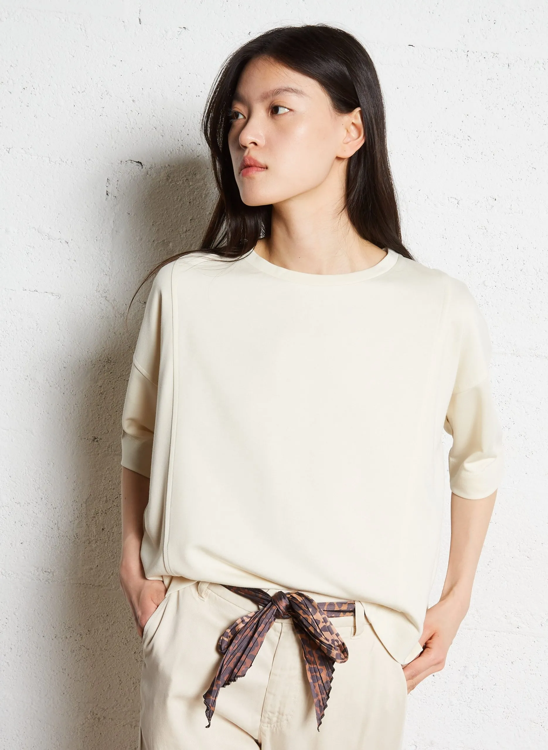 Tee-shirt col rond Beige ALEXY
