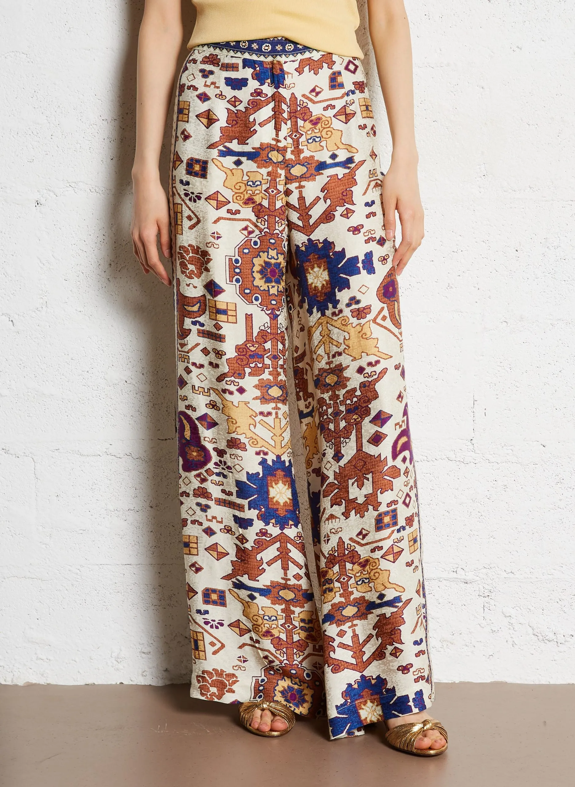 Pantalon large imprimé Beige VLYDE