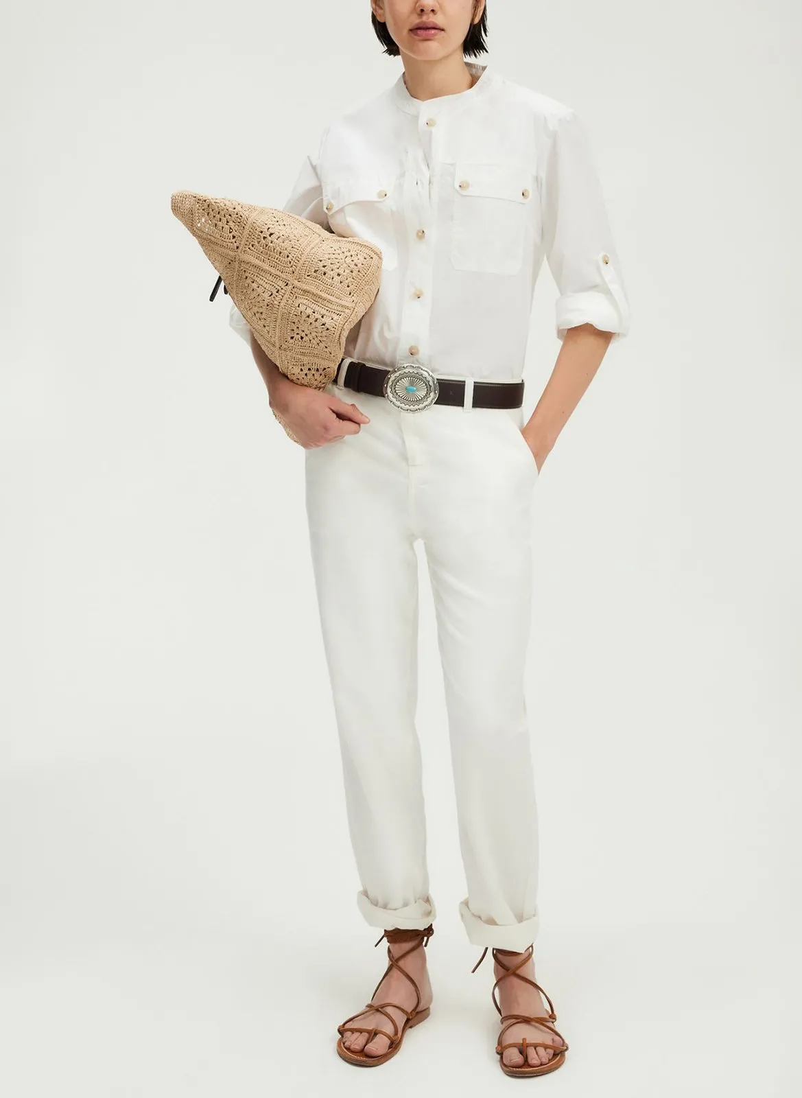 Jean droit en coton mélangé Beige LUTIE