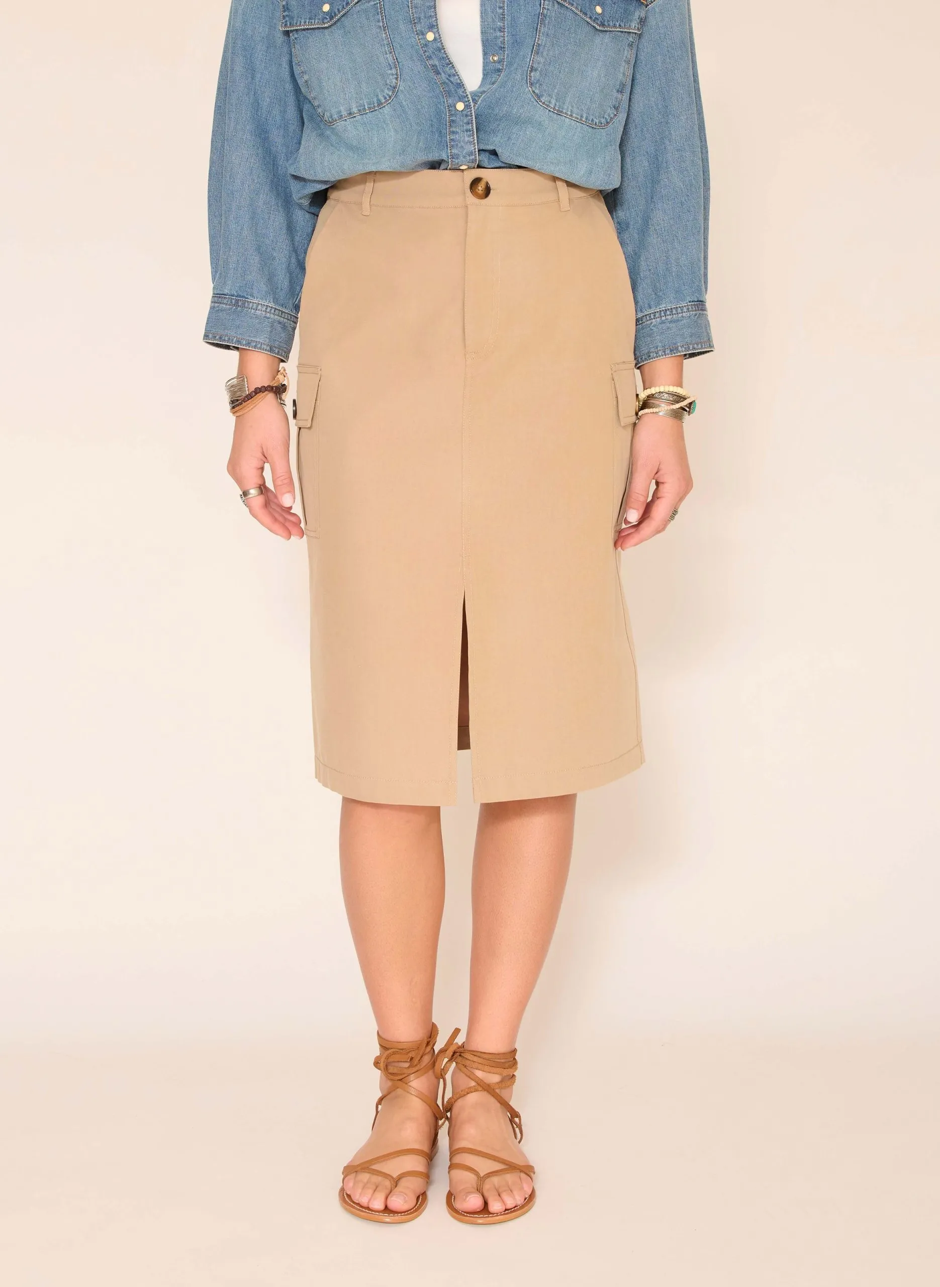 Jupe midi cargo Beige JALENDER