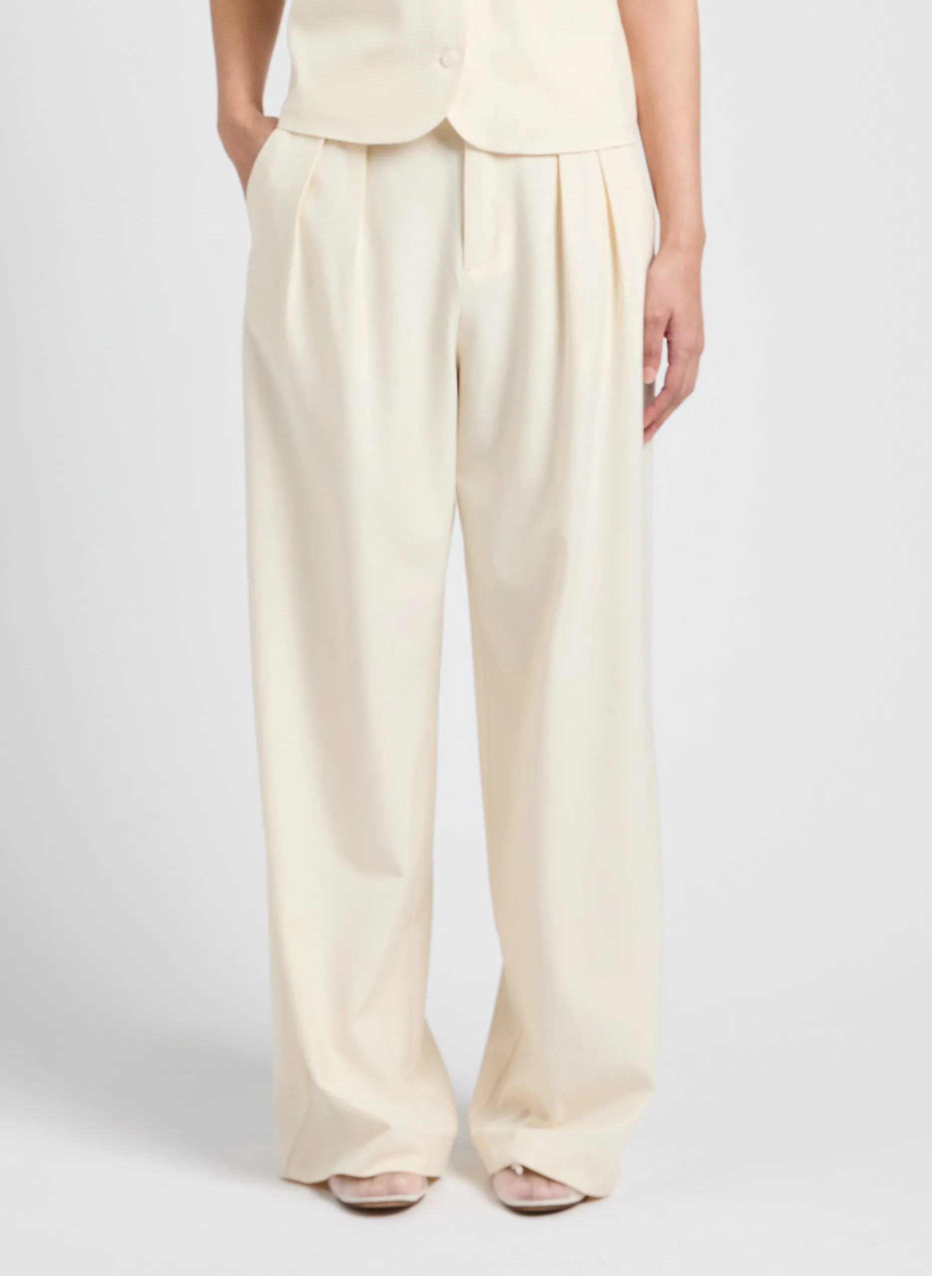 Pantalon de tailleur large Beige VARGONE
