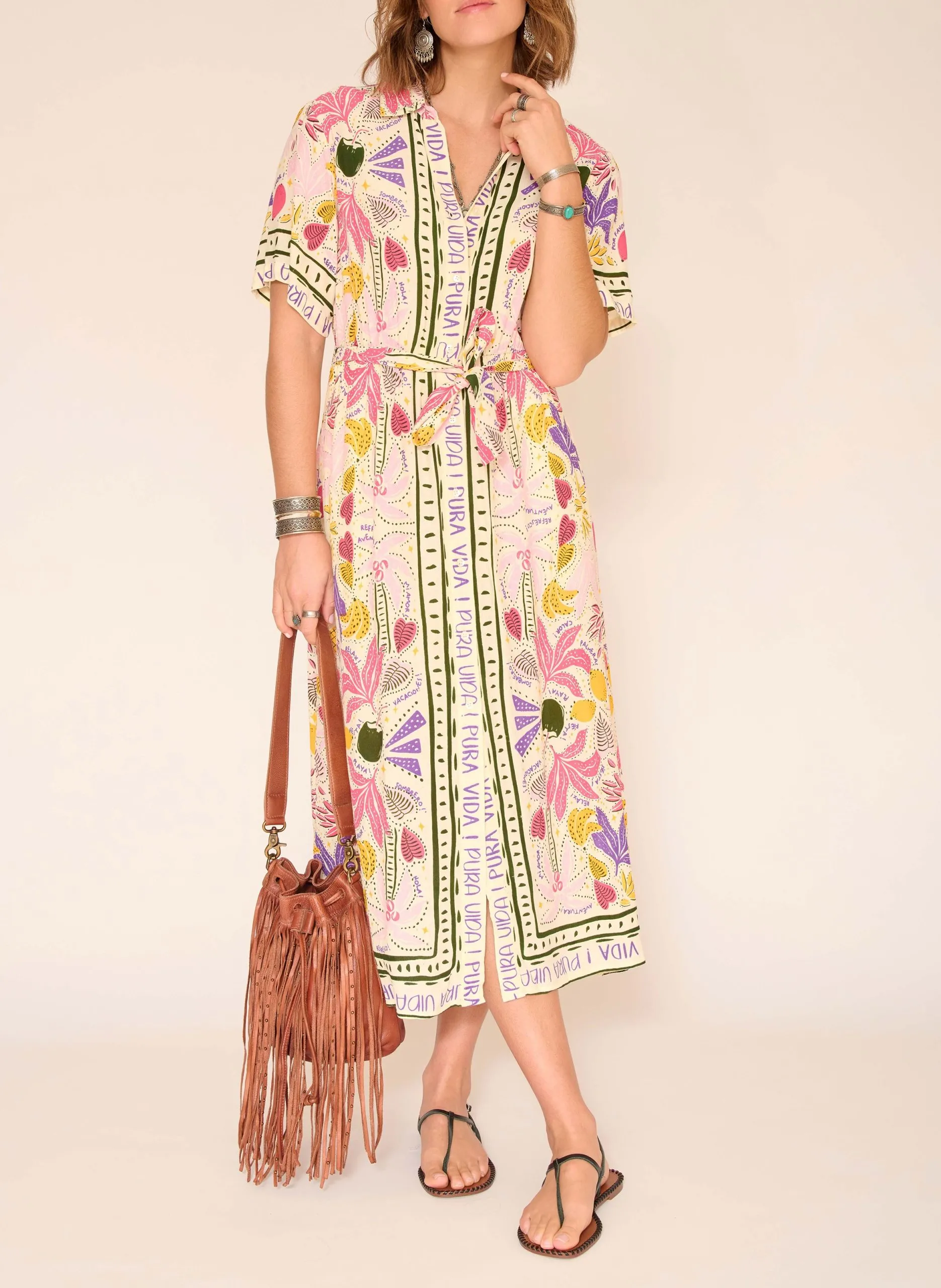 Robe longue imprimée Blanc ROMANTICO