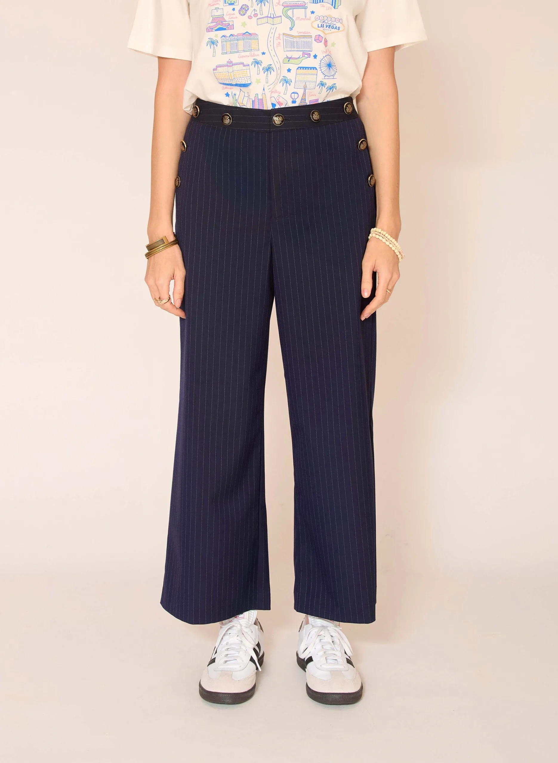 Pantalon à rayures Bleu PITTY
