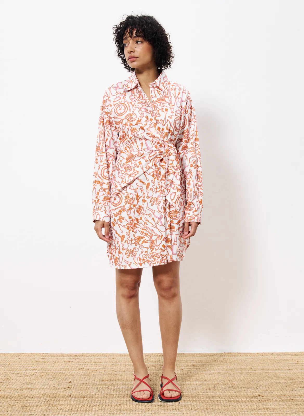 Robe courte cintrée à motifs Multicolore POEITI