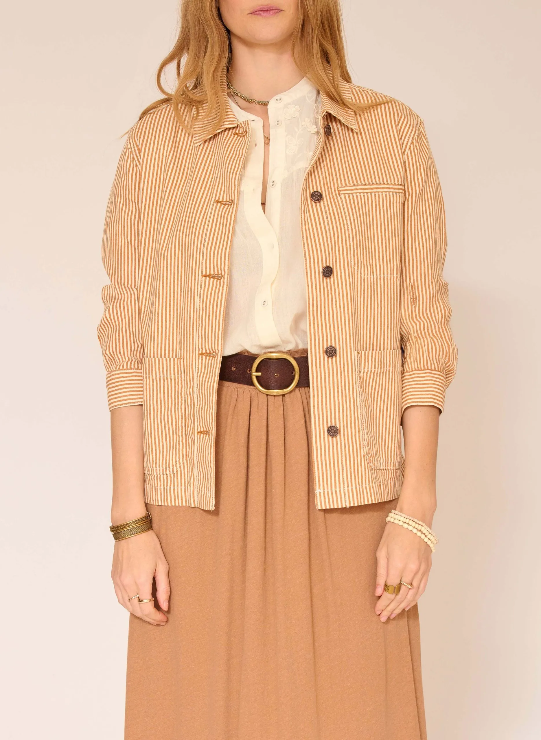 Veste droite en coton mélangé Jaune VIGO