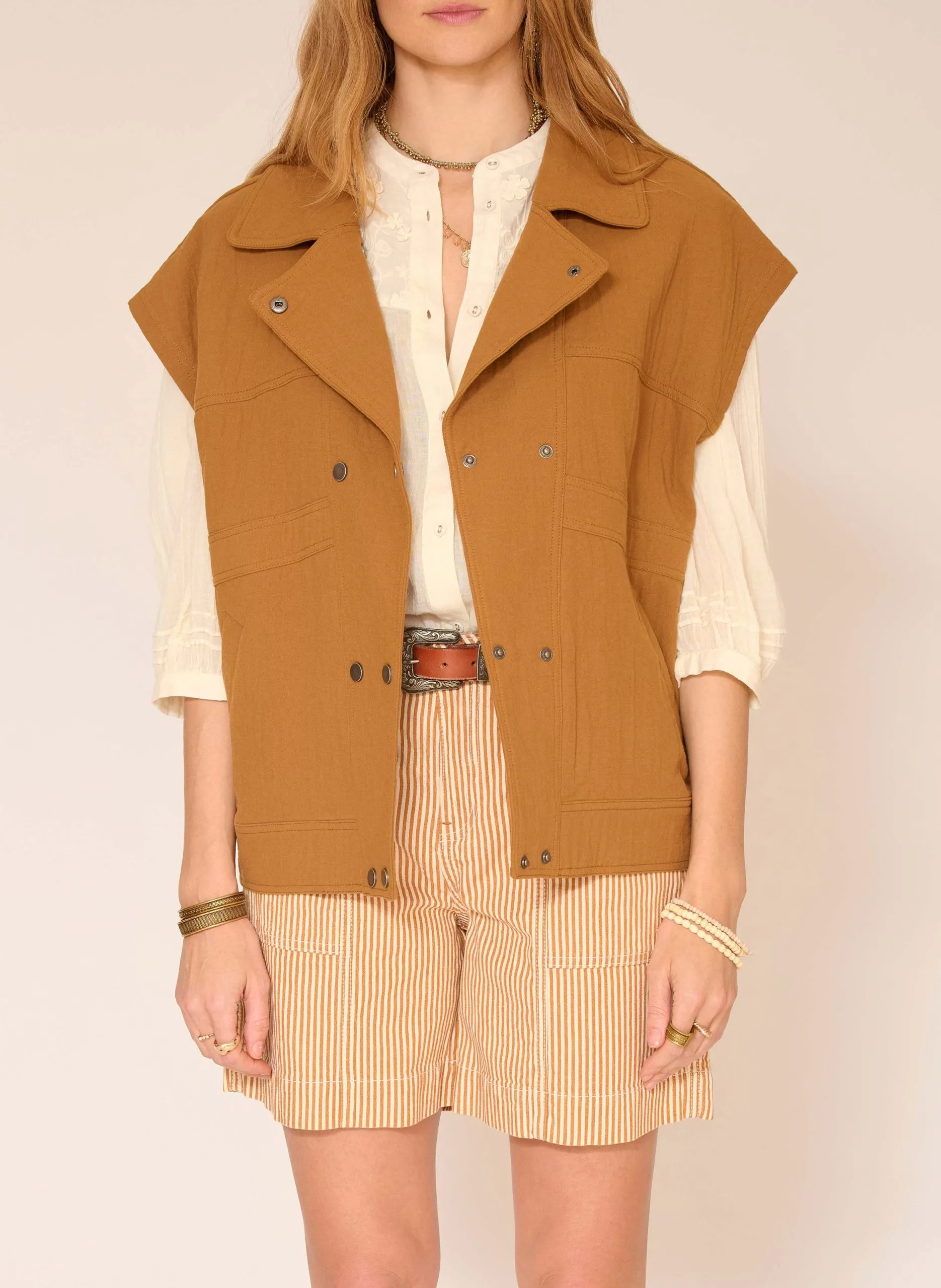 Veste col classique en coton mélangé Marron WINONA