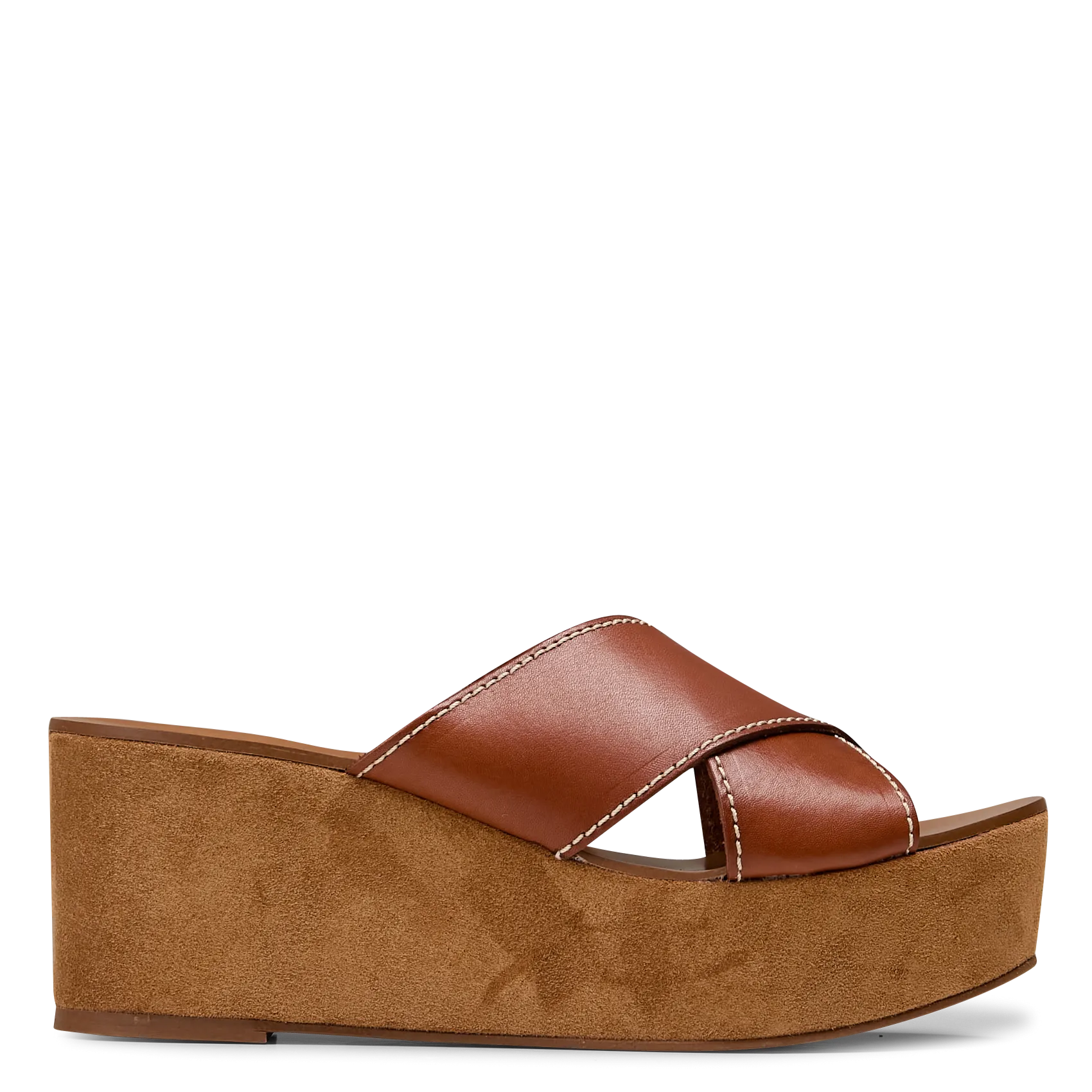 Mules compensées en cuir Marron CANDELA