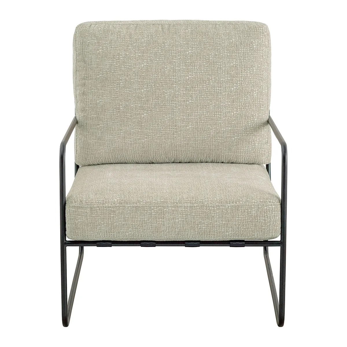 Fauteuil en tissu jacquard de velours et métal Beige