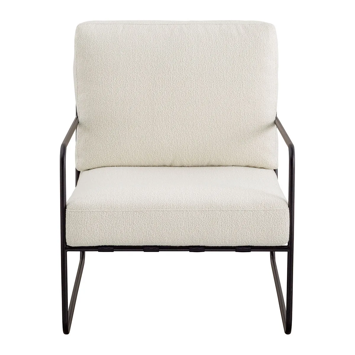 Fauteuil en bouclette et métal Blanc