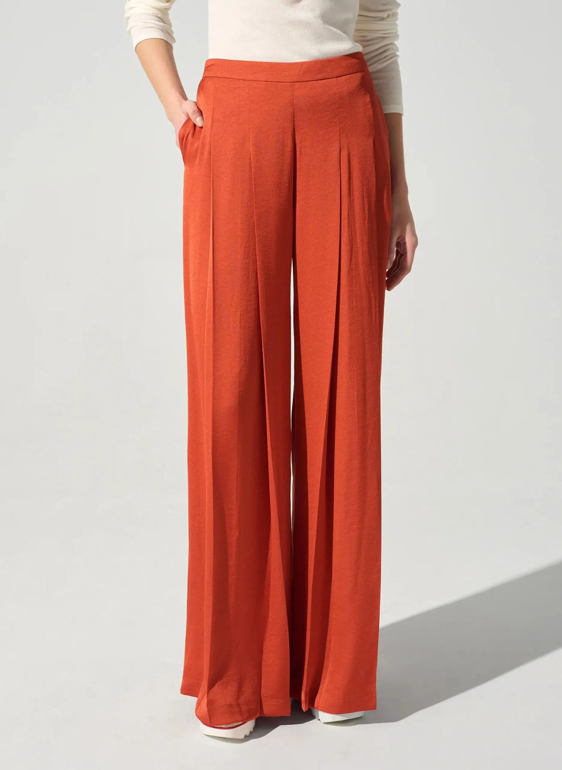 Pantalon large satiné Orange