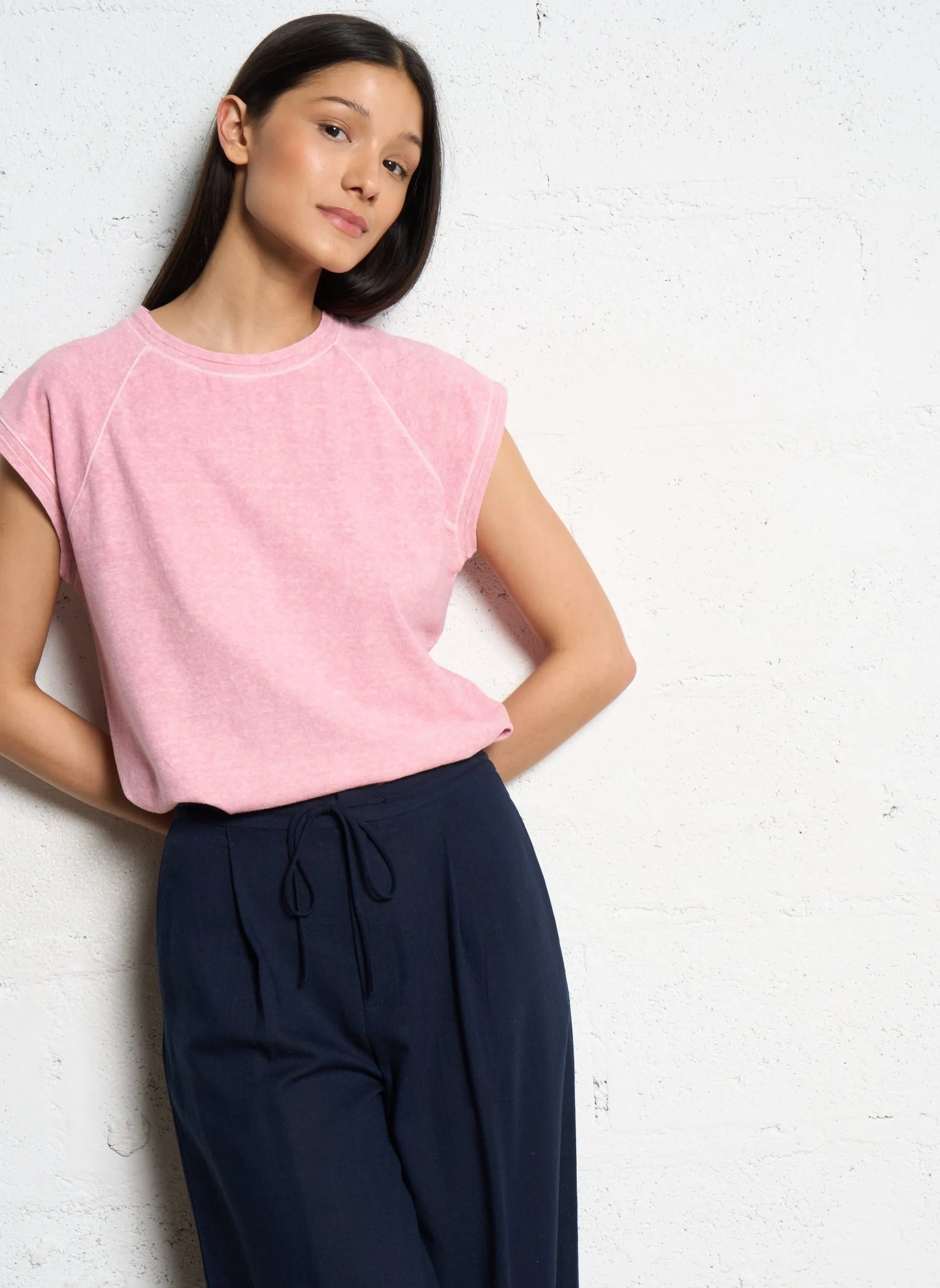 Tee-shirt col rond Rose AURA