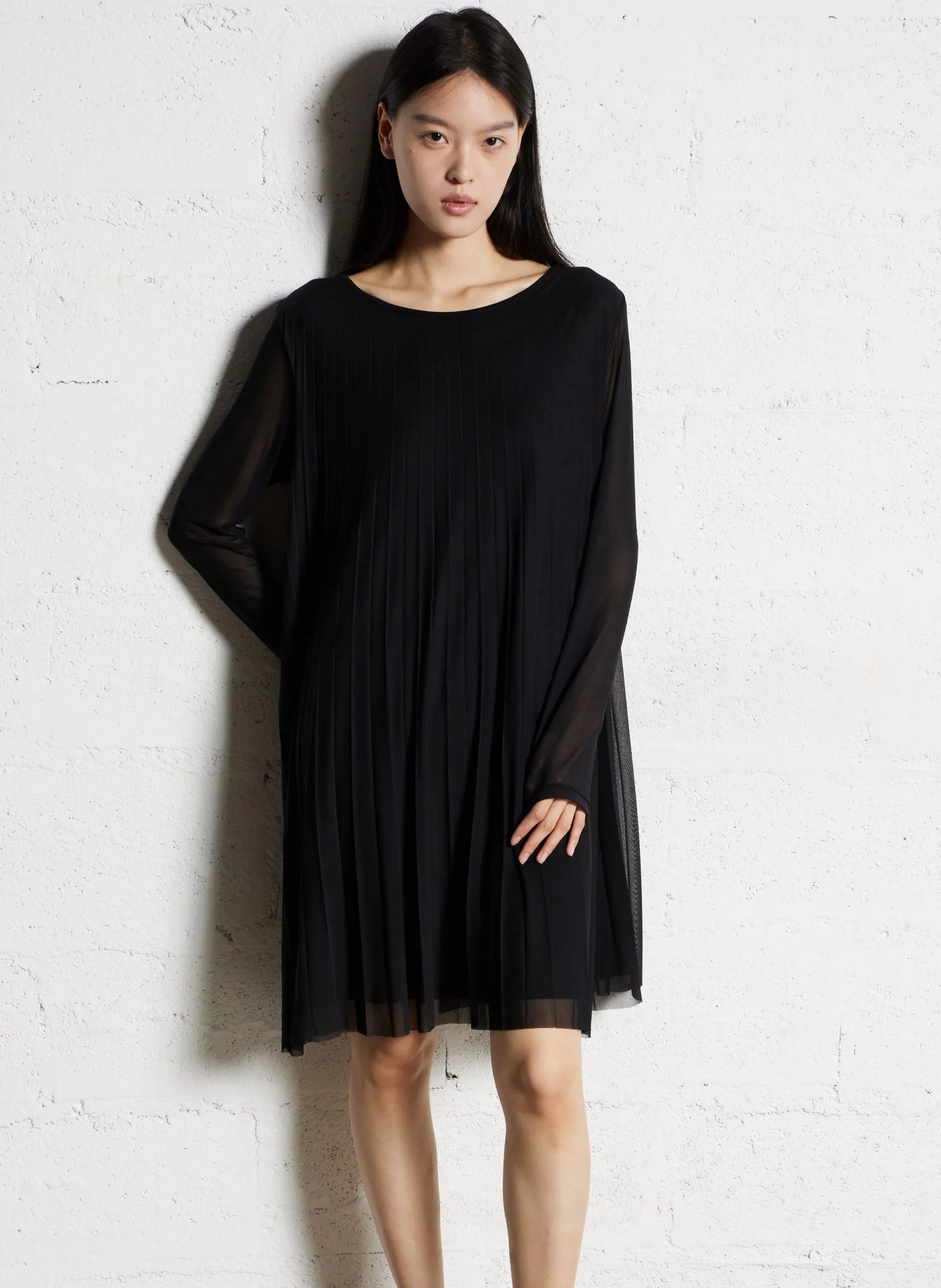 Robe courte plissée Noir ROMA
