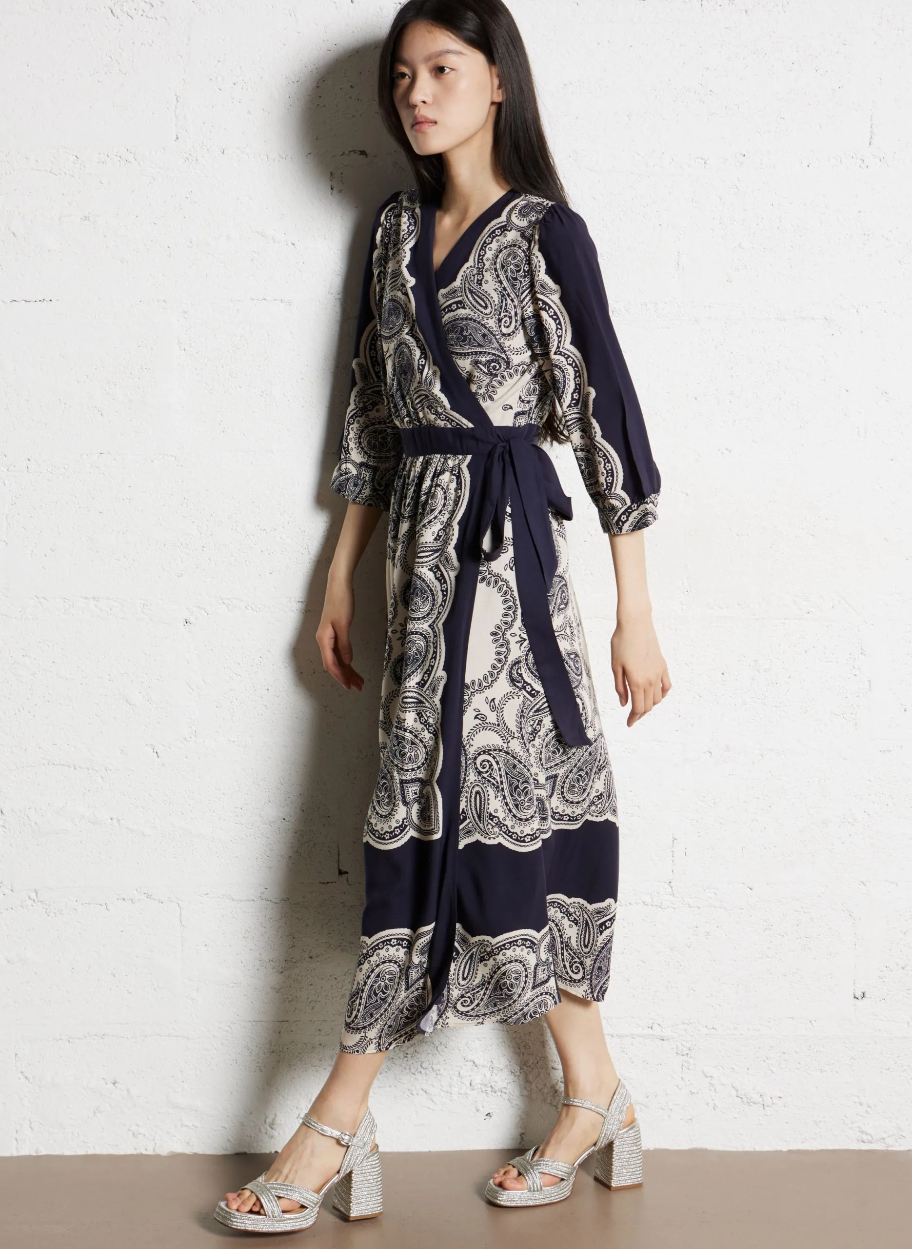 Robe midi imprimée Bleu RONAKA