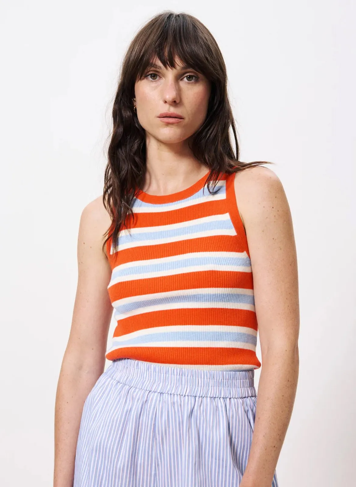 Débardeur côtelé à rayures Rouge AFIFA