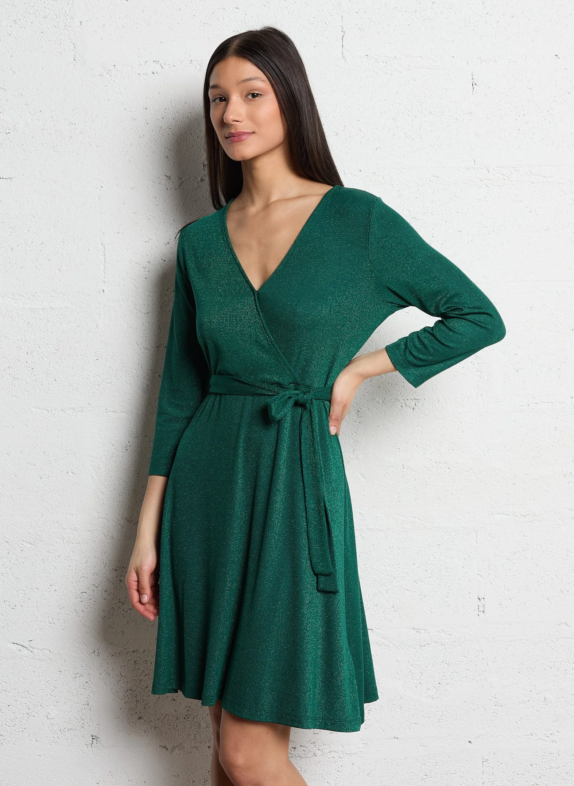 Robe courte en maille Vert