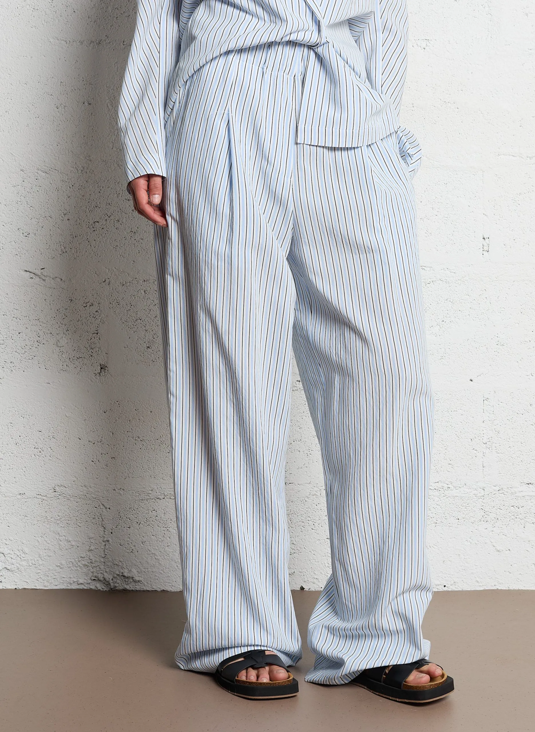 Pantalon large taille haute Bleu SUNDAY