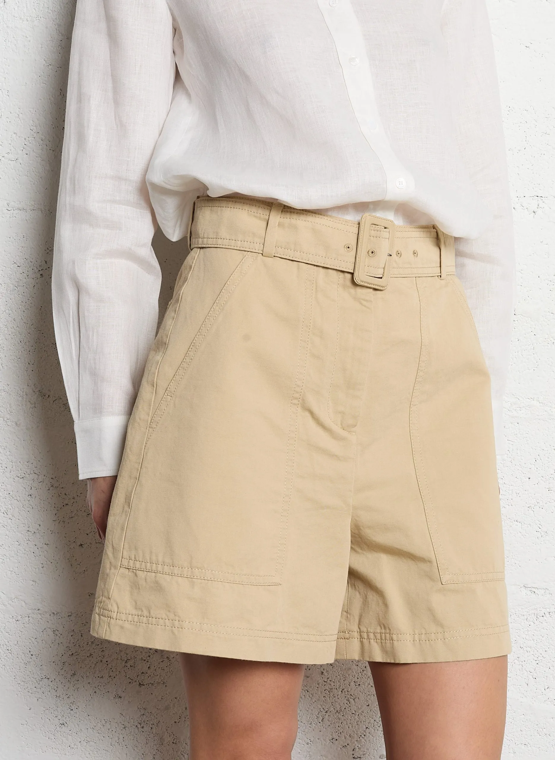 Short taille haute droit Beige CIRINO