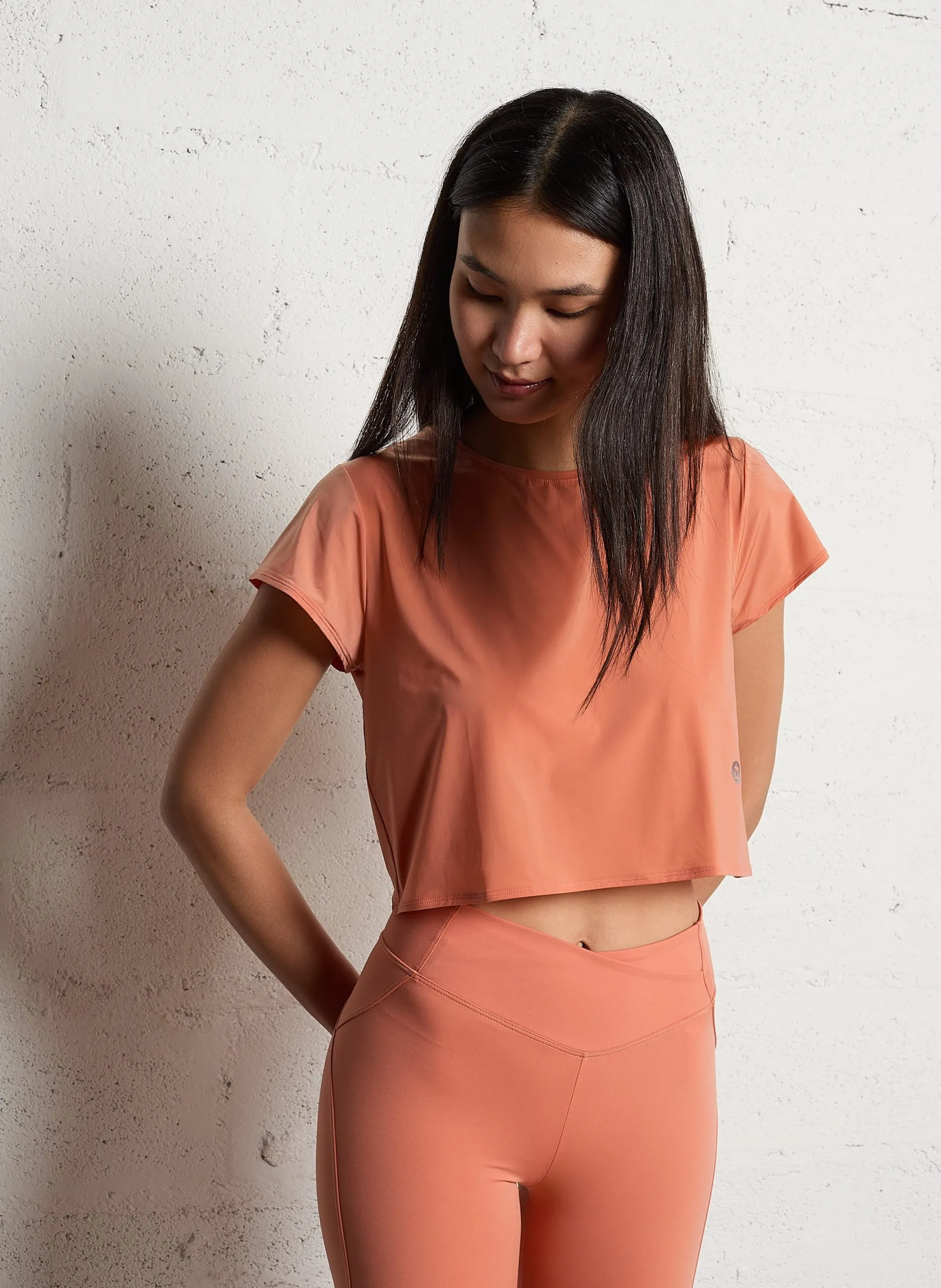 Top droit col rond dos croisé Orange ACTIVE