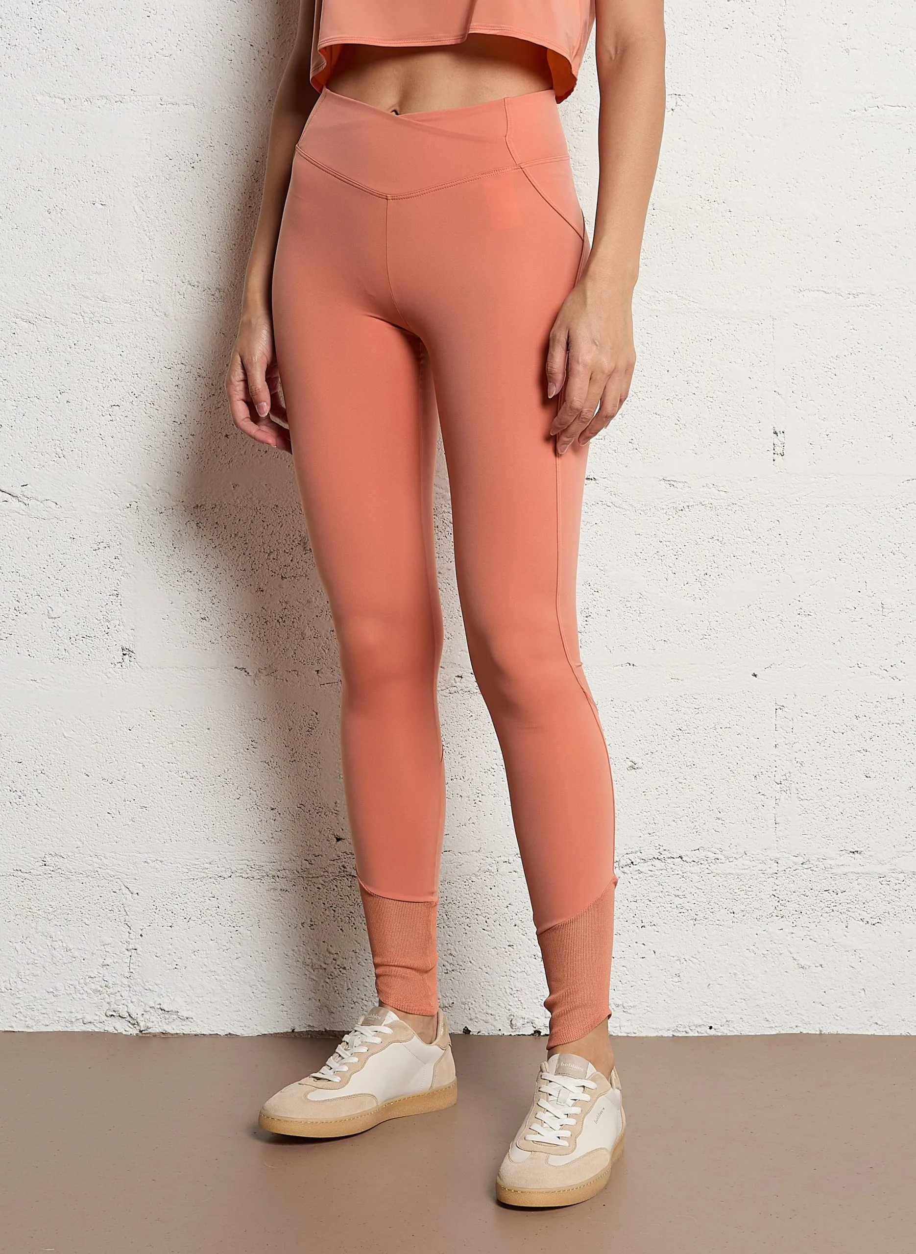 Legging taille haute côtelé au bas Orange ACTIVE