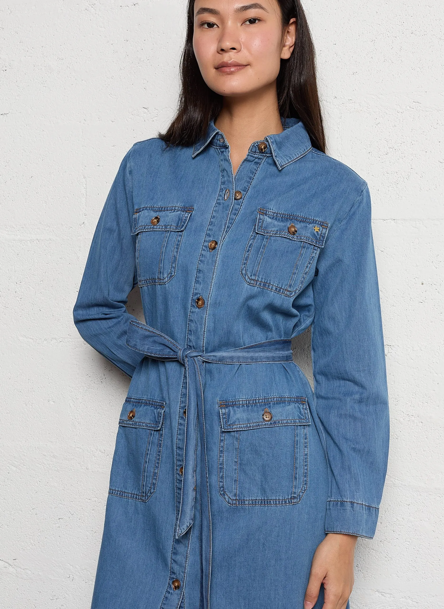 Robe midi en coton mélangé Jean Stone RENLY