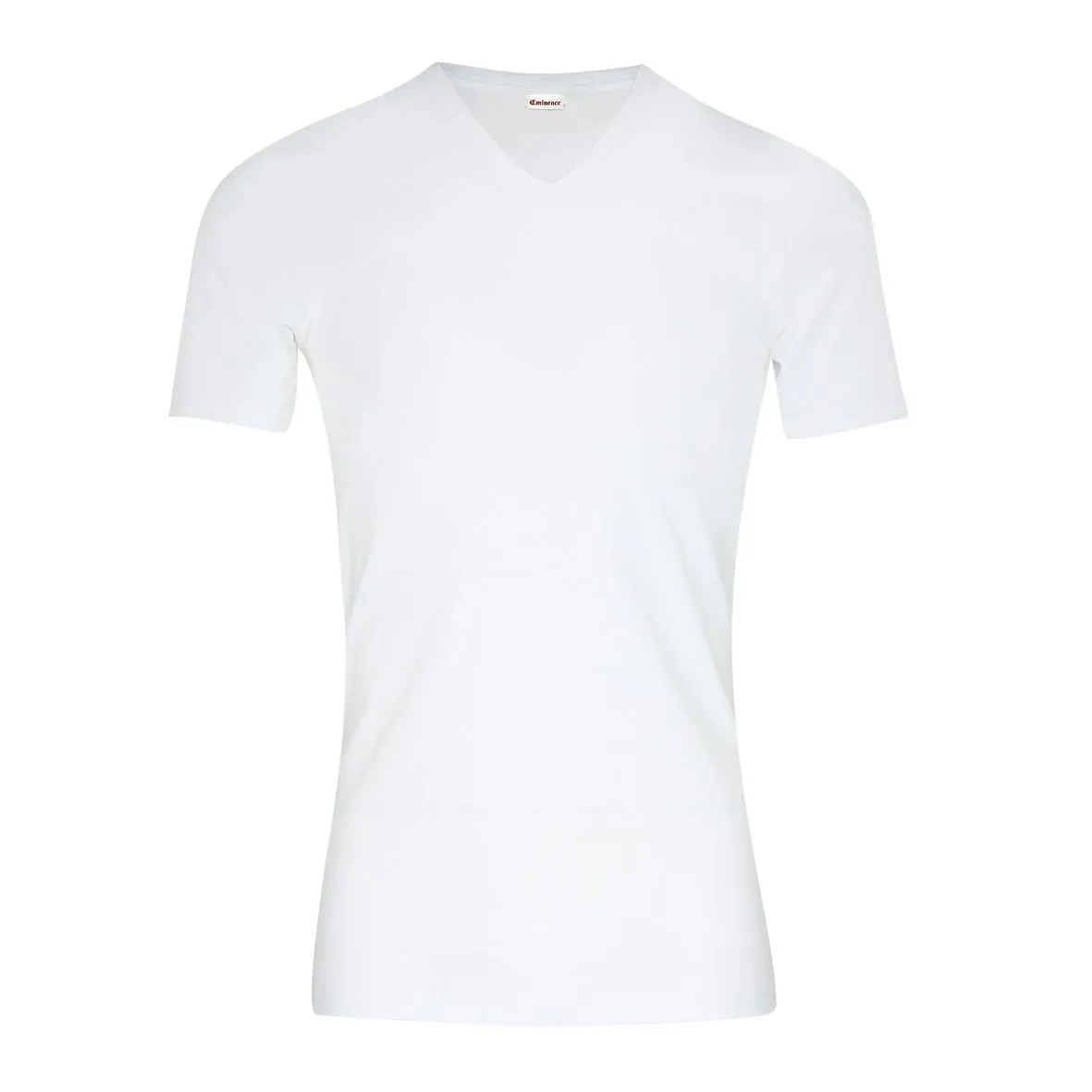 Tee-shirt col v manches courtes homme pur coton premium fait en france eminence. Blanc