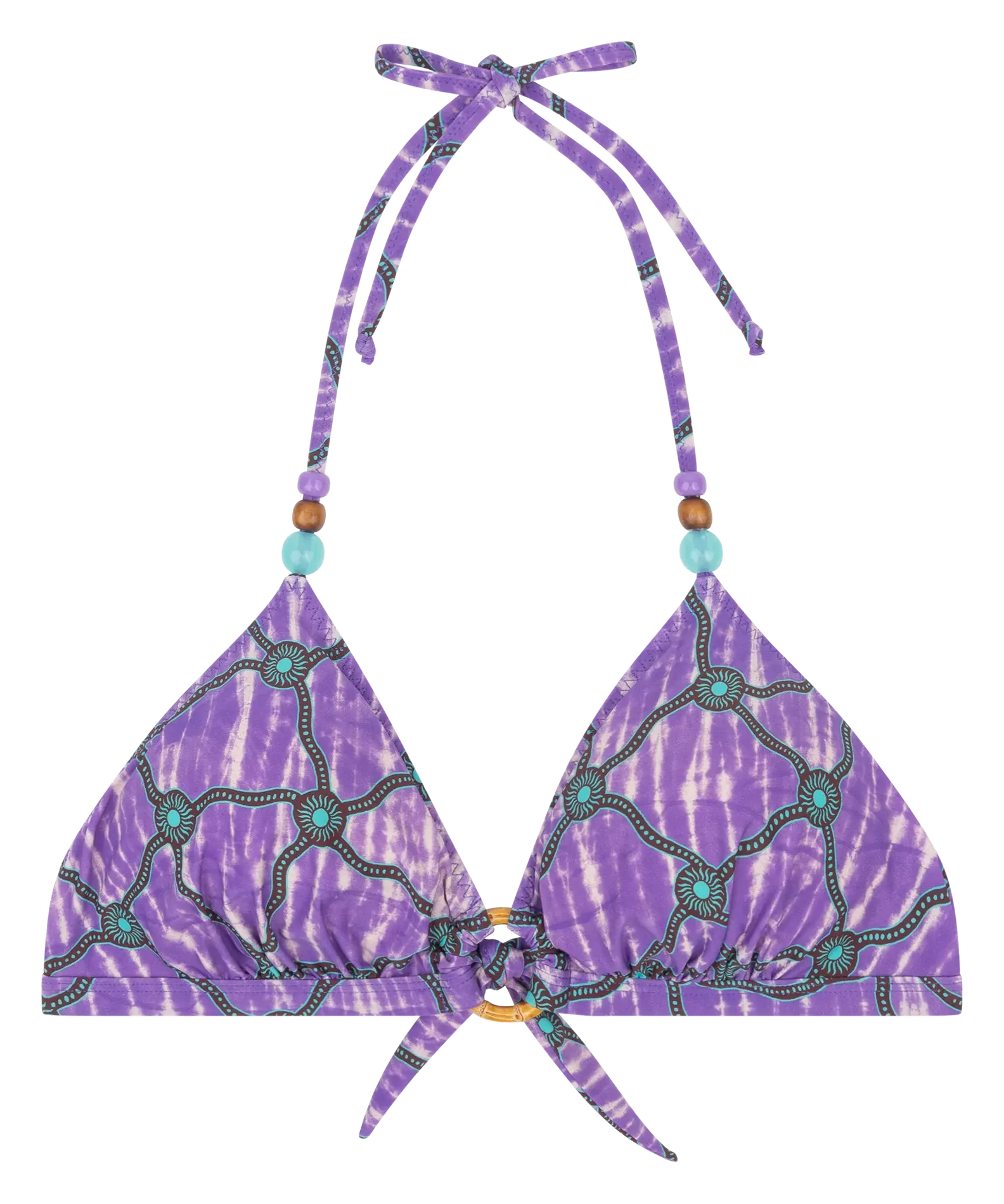 Haut de bikini imprimé en fibres recyclées mélangées Violet CARLY