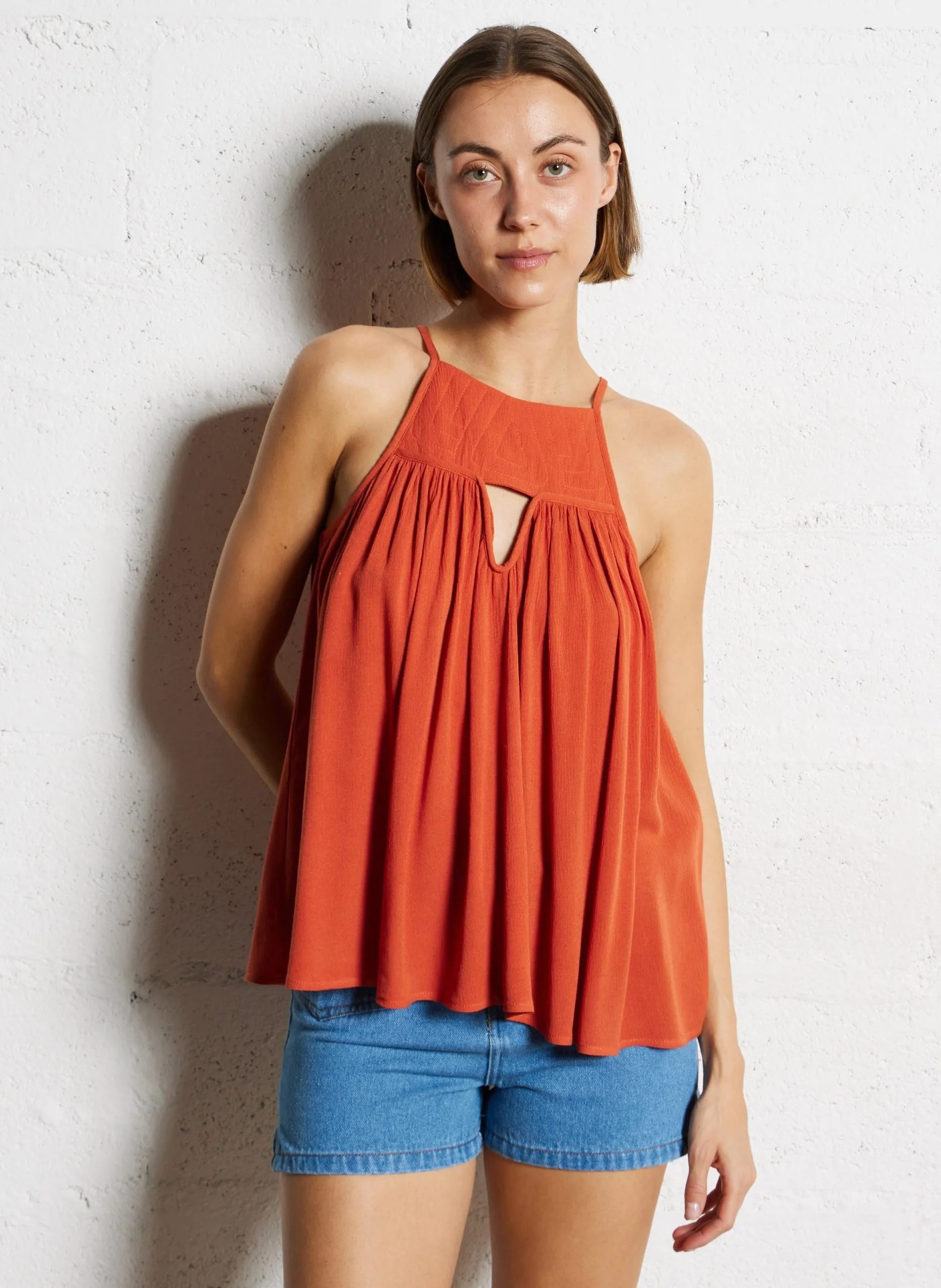 Top col rond Orange